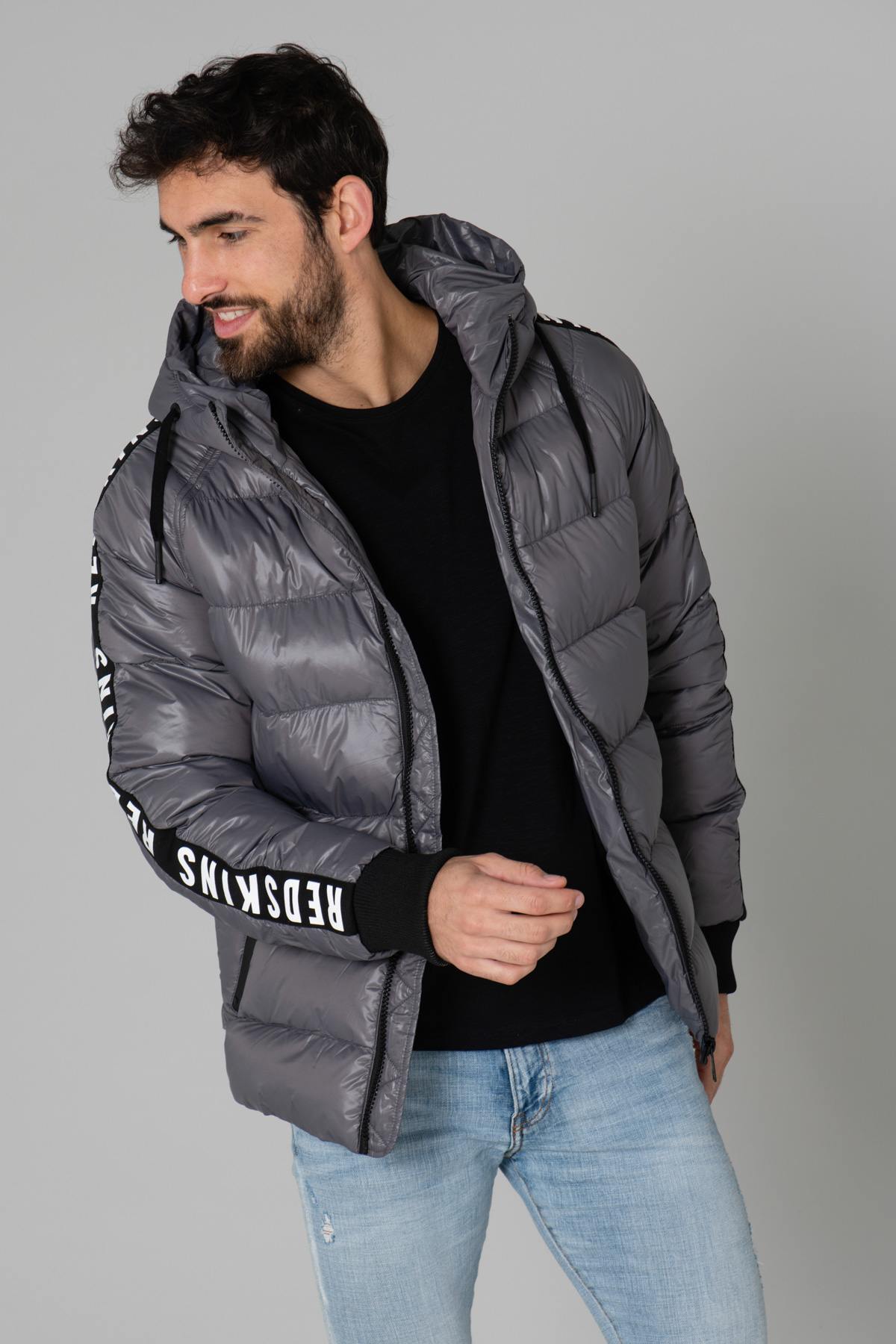 Charcoal gray sports down jacket - Image n°6