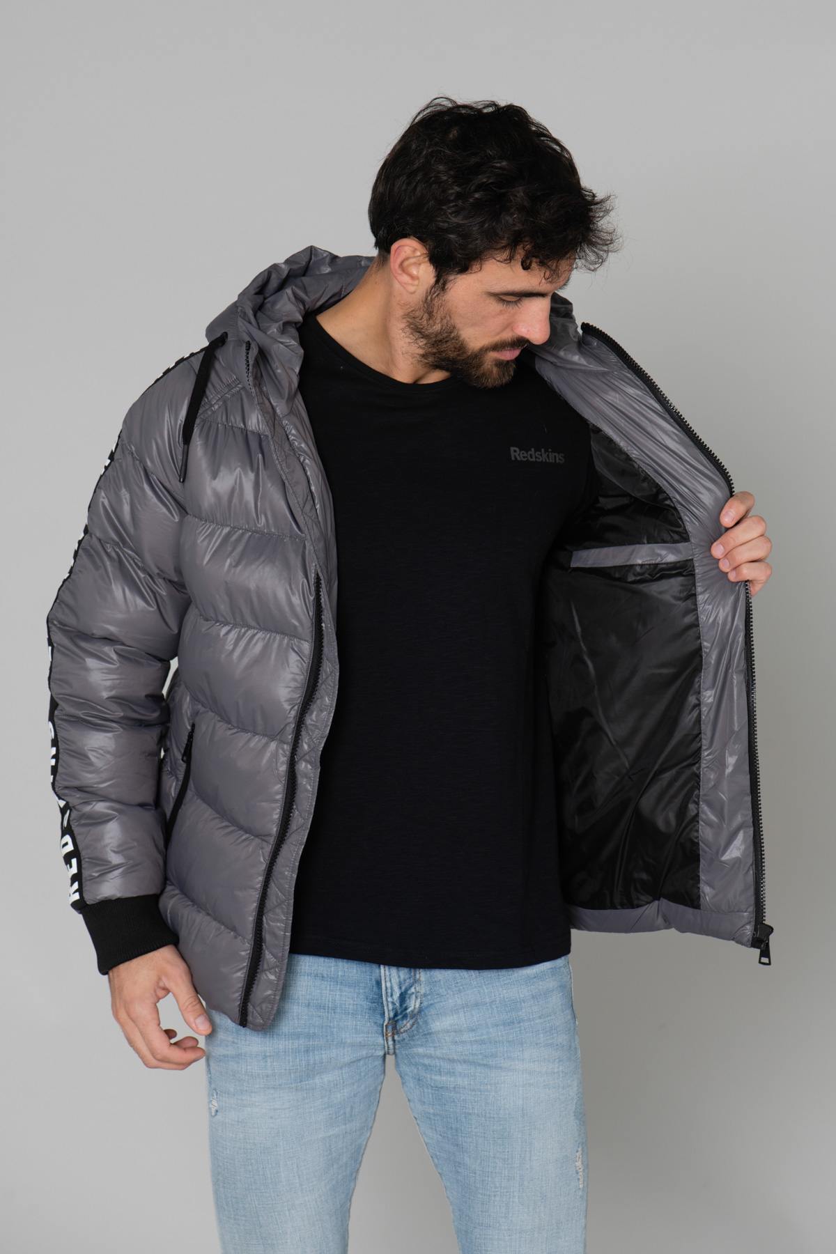 Charcoal gray sports down jacket - Image n°4