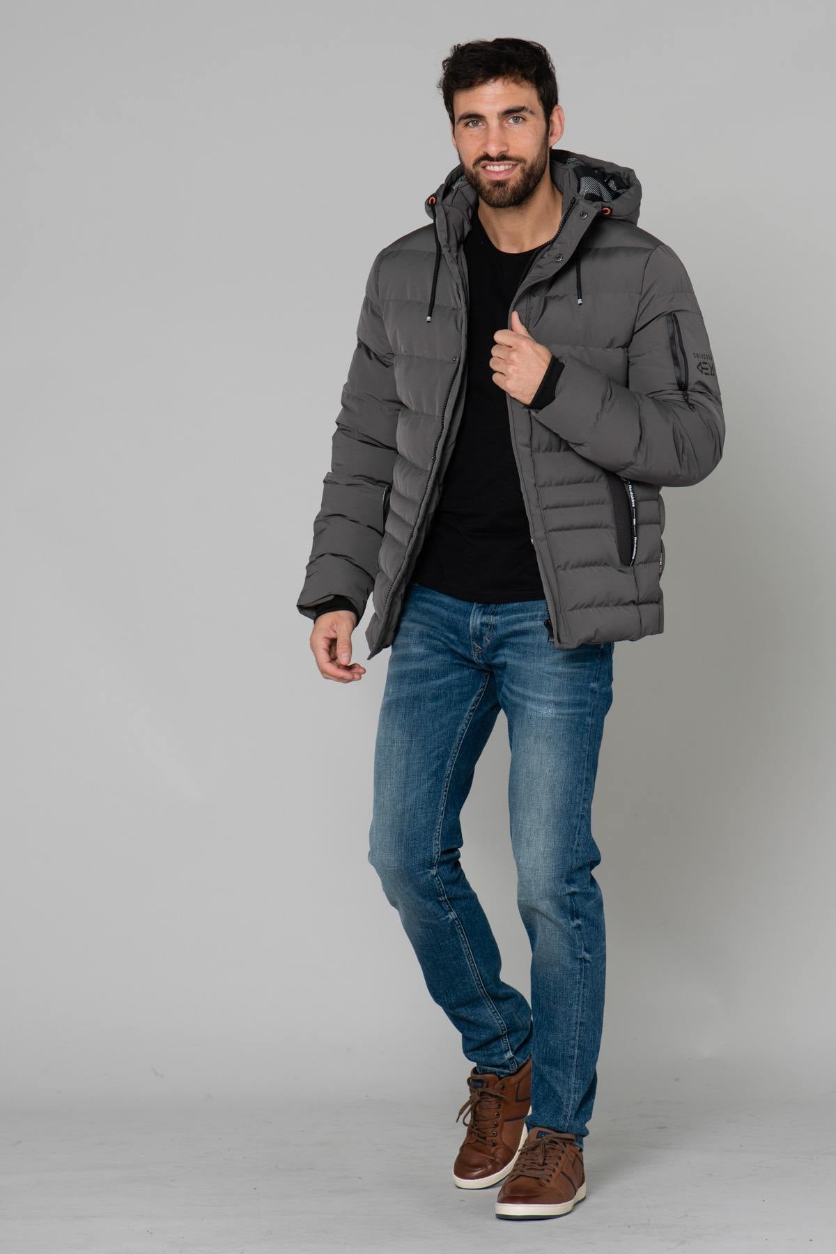 Men's gray down jacket - Image n°2