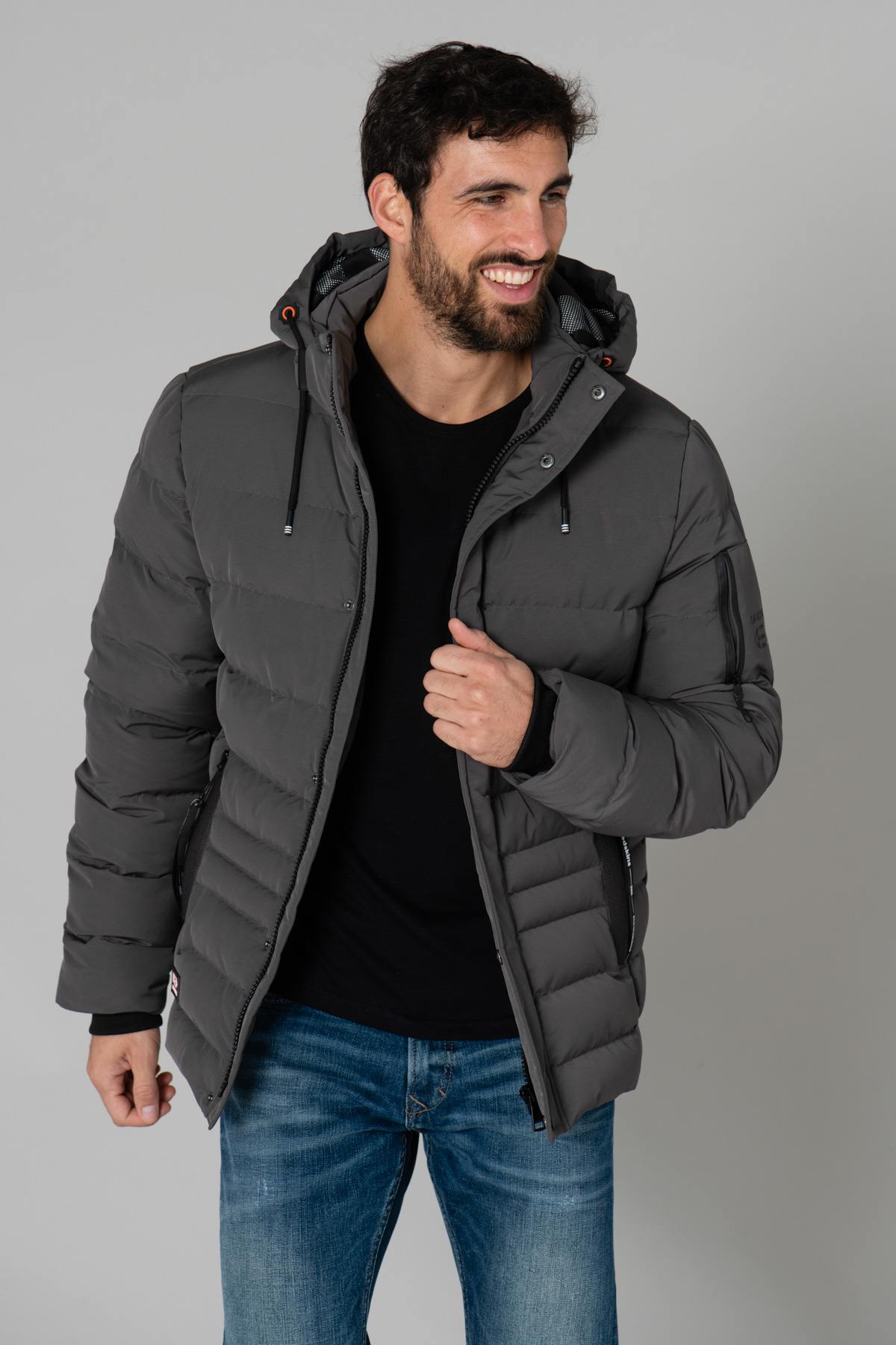 Men's gray down jacket - Image n°3