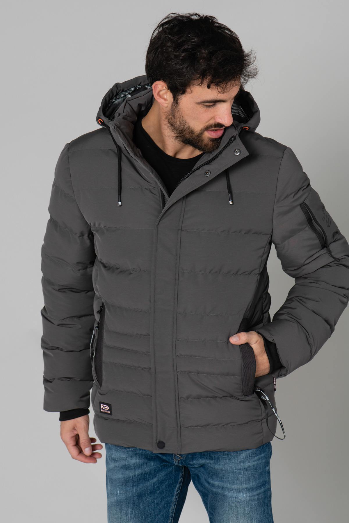 Men's gray down jacket - Image n°4