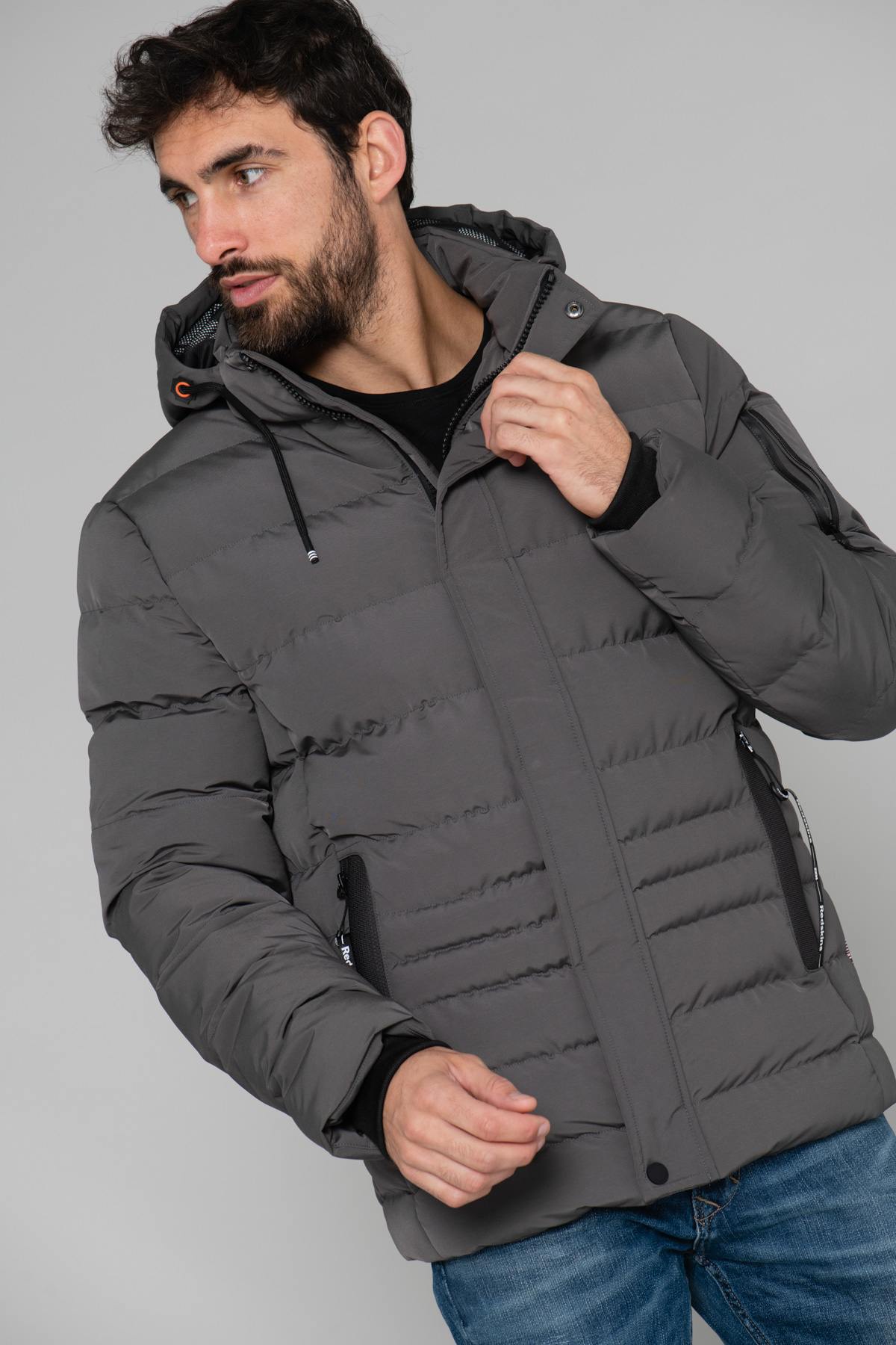 Men's gray down jacket - Image n°1