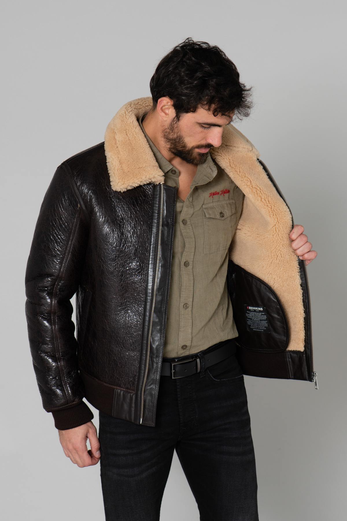 Vintage bomber jacket in shearling - Image n°5