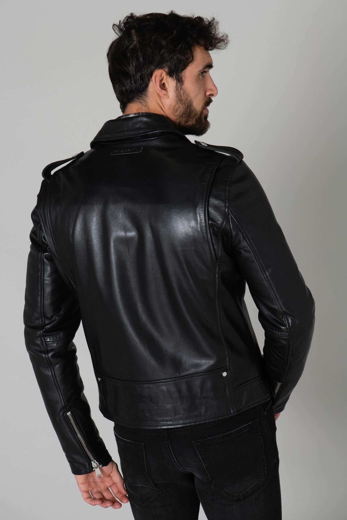 Men's black leather perfecto - Image n°6