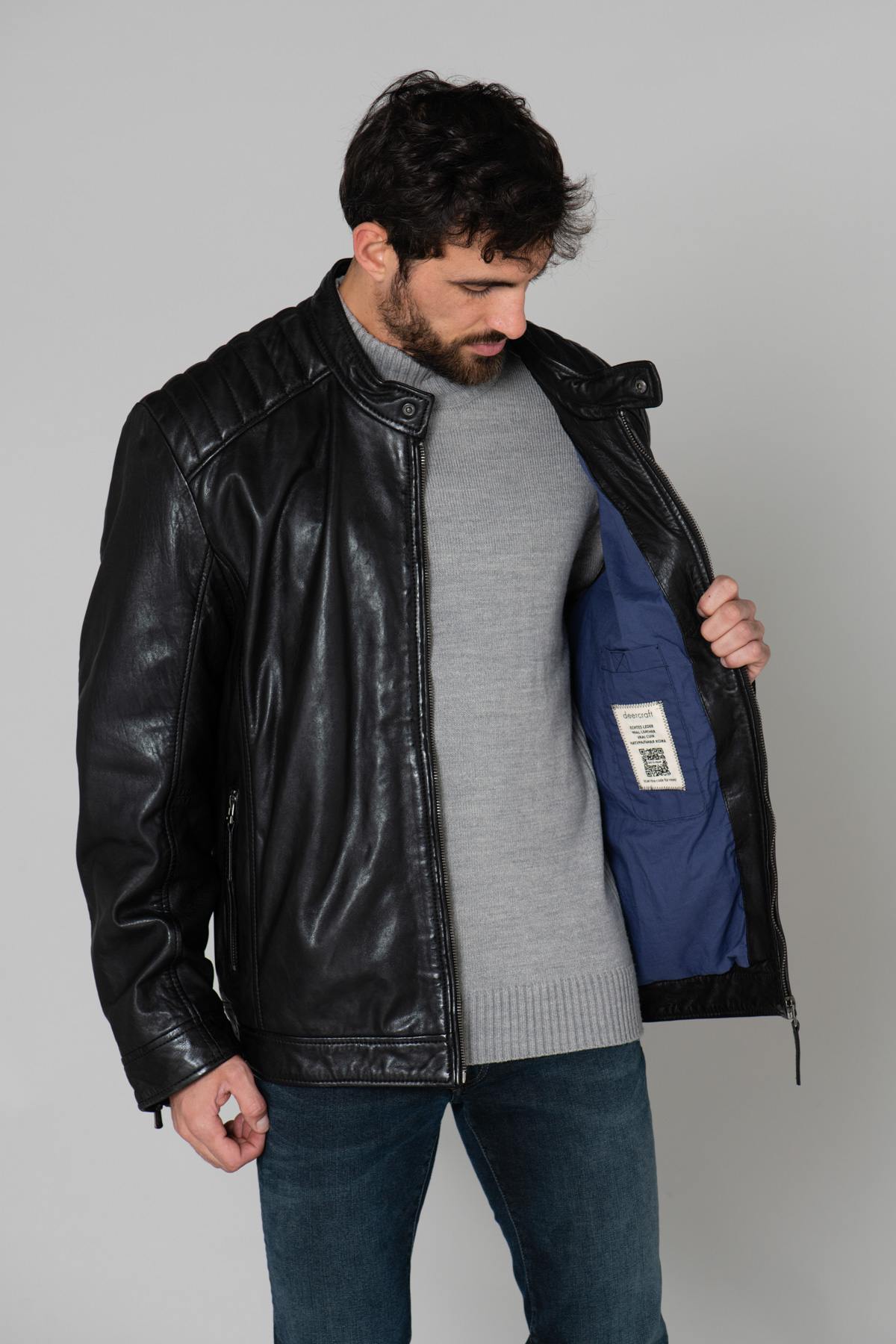 Large size leather jacket - Image n°4