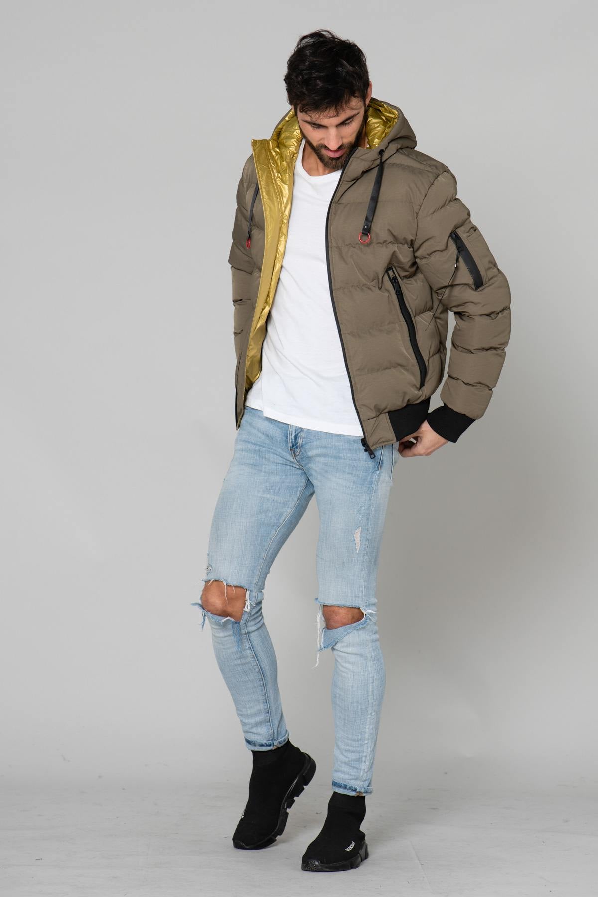  Men's khaki sports down jacket - Image n°2