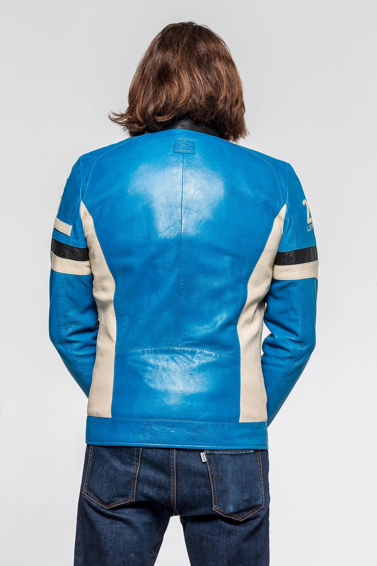 Electric blue leather jacket - Image n°4