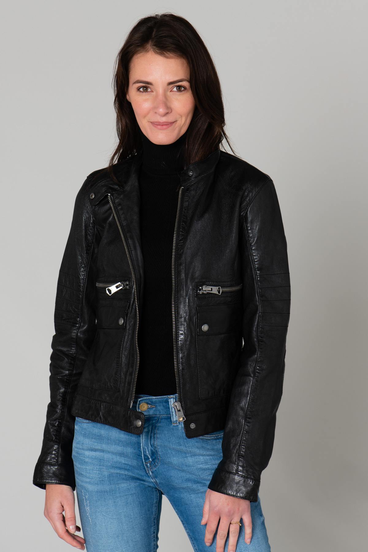 Biker-style leather jacket - Image n°4