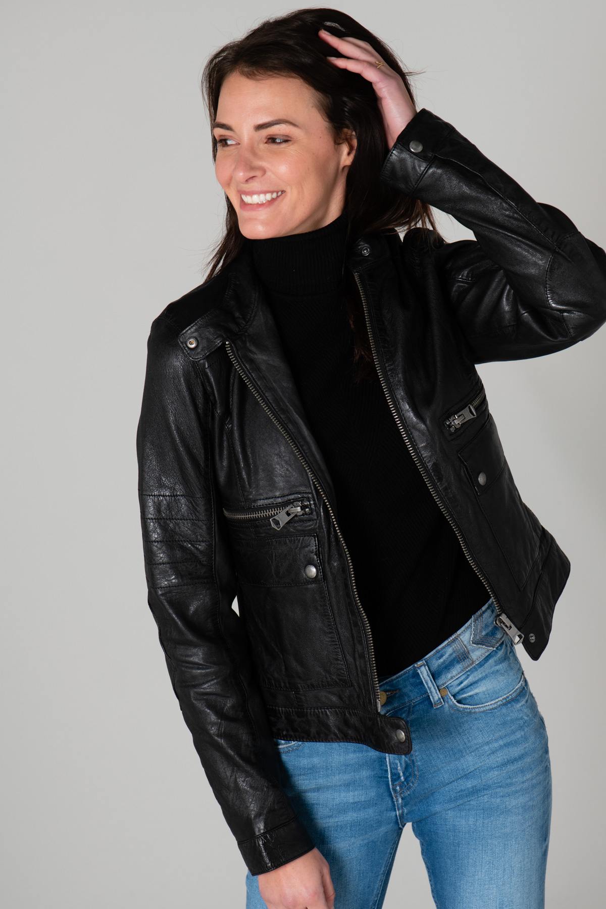 Biker-style leather jacket - Image n°2