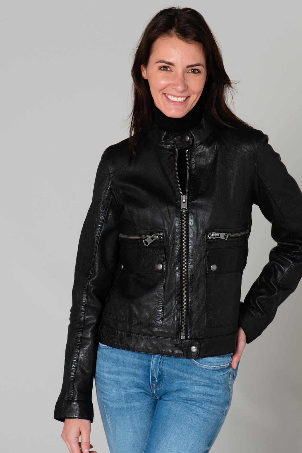 Biker-style leather jacket - Image n°6