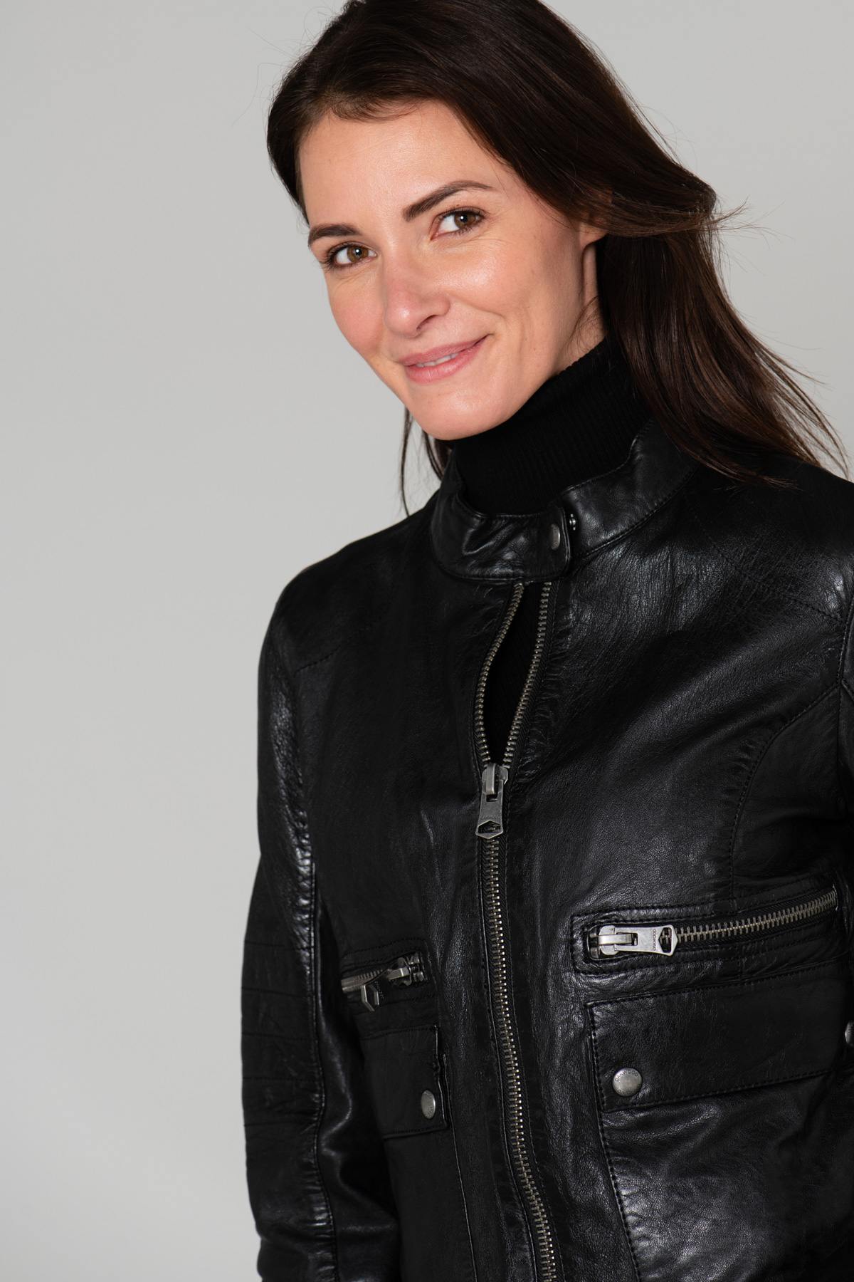 Biker-style leather jacket - Image n°8