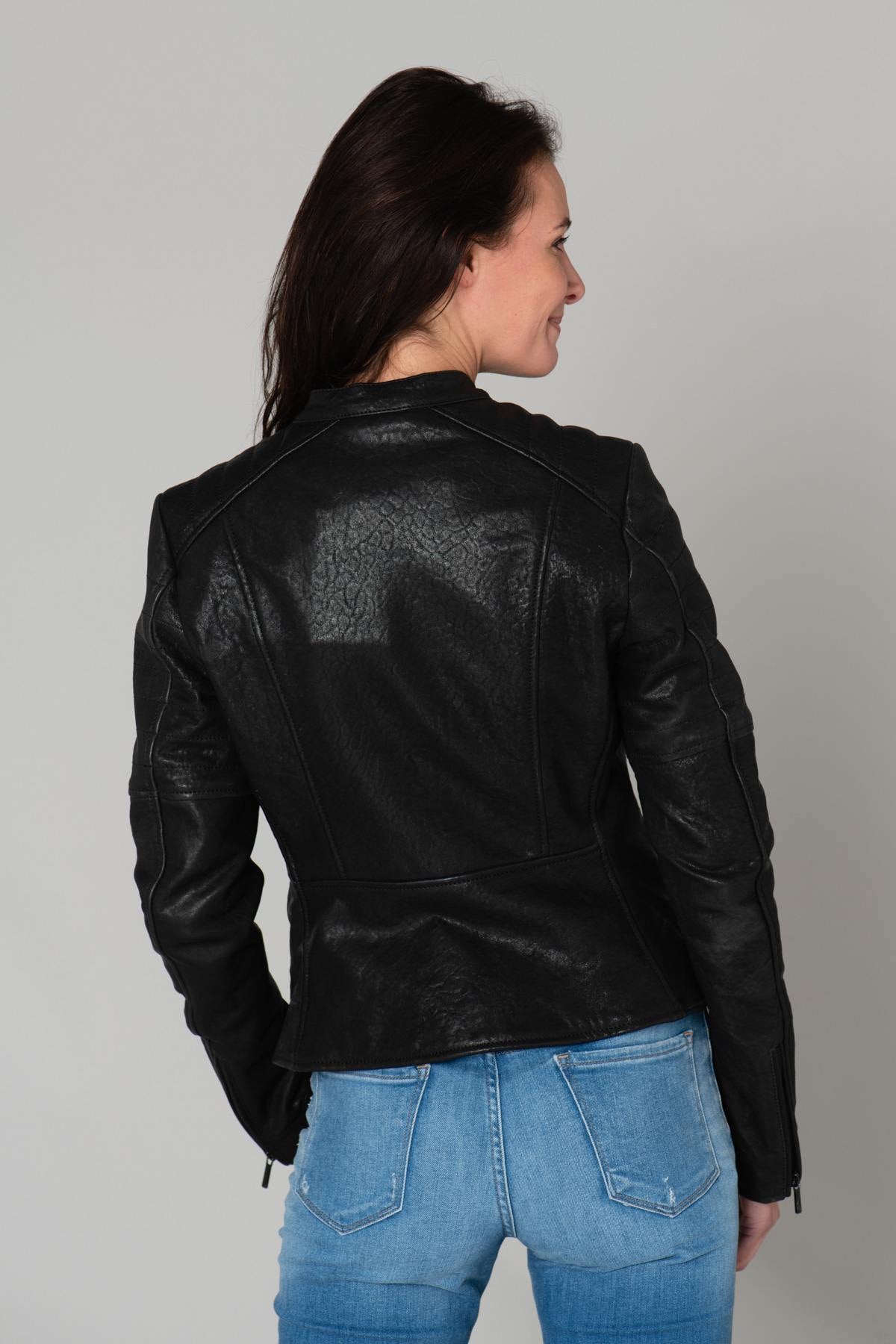 Women's leather biker jacket - Image n°5