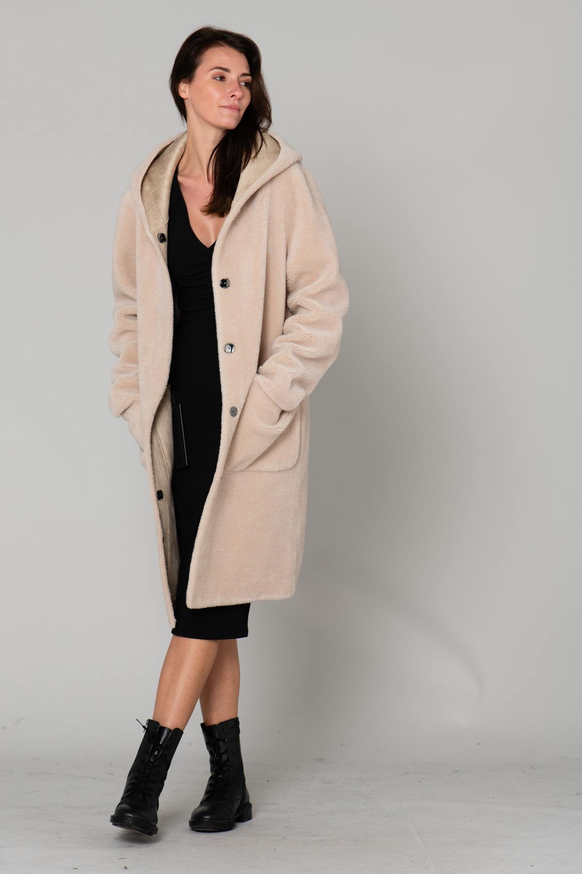 Reversible wool and polyester coat - Image n°4