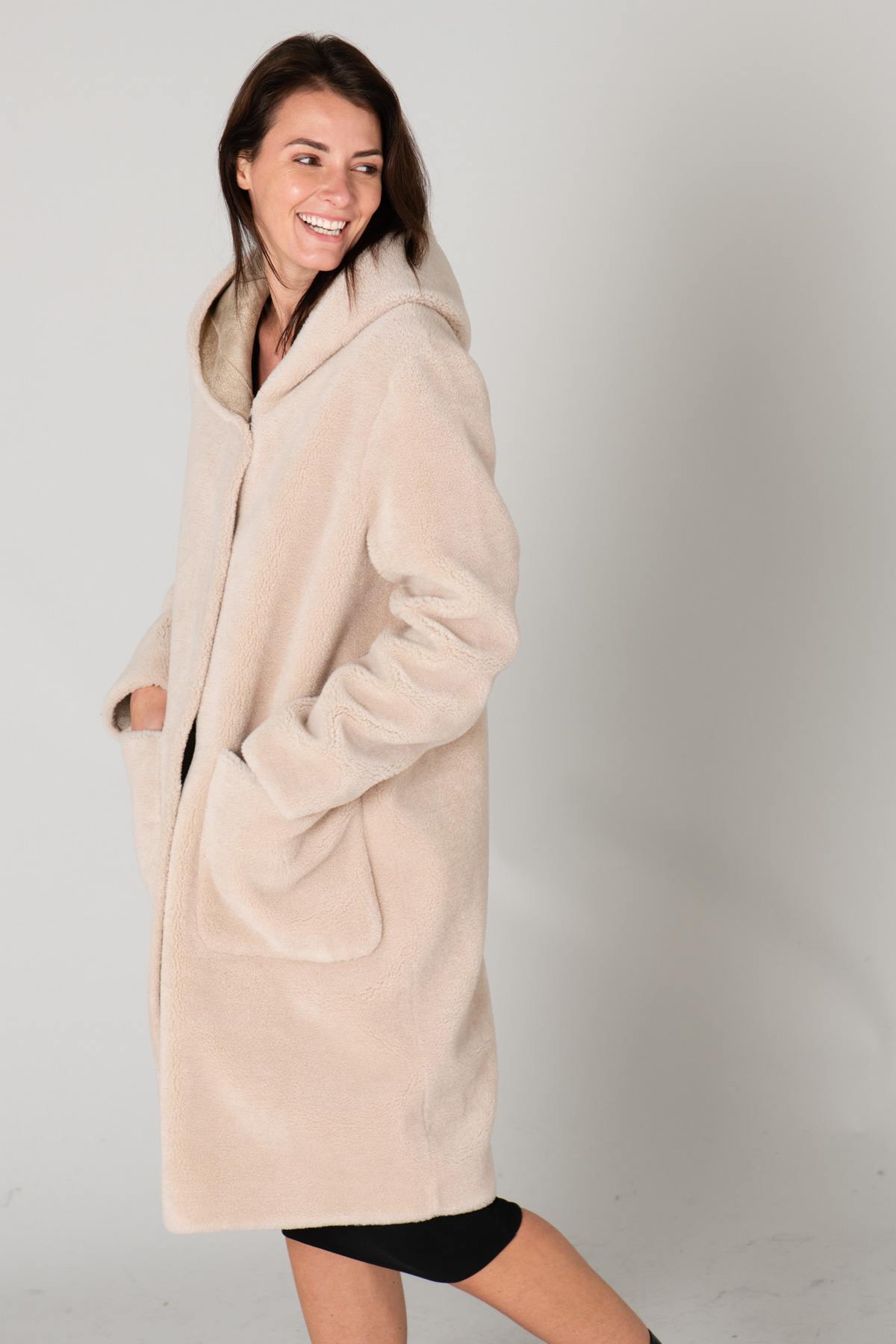 Reversible wool and polyester coat - Image n°3