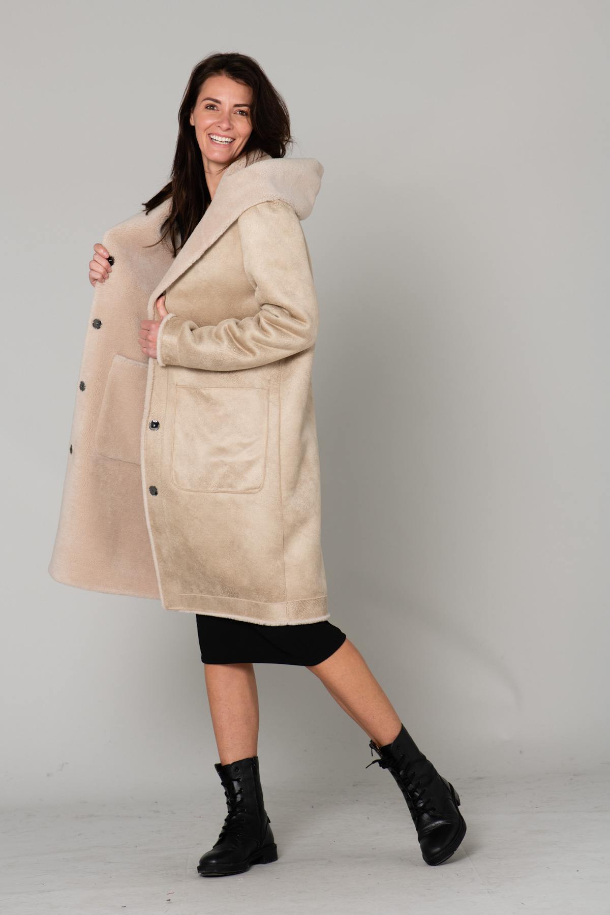 Reversible wool and polyester coat - Image n°5