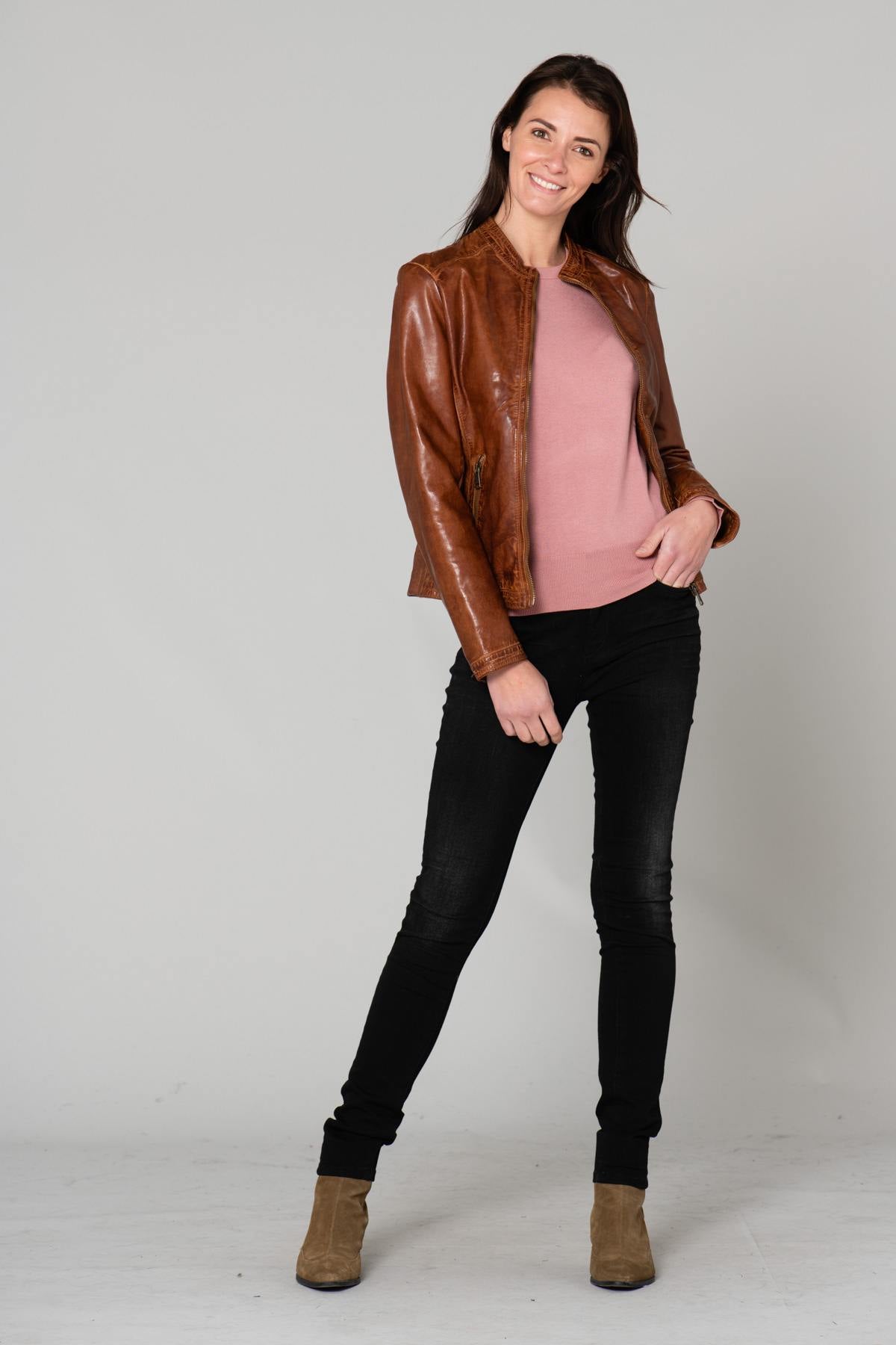 Aged cognac leather jacket - Image n°2