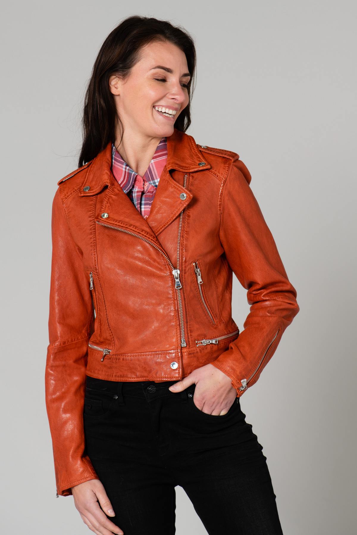 Short orange Biker Jacket - Image n°3