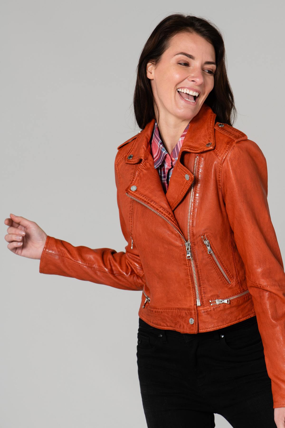 Short orange Biker Jacket - Image n°7