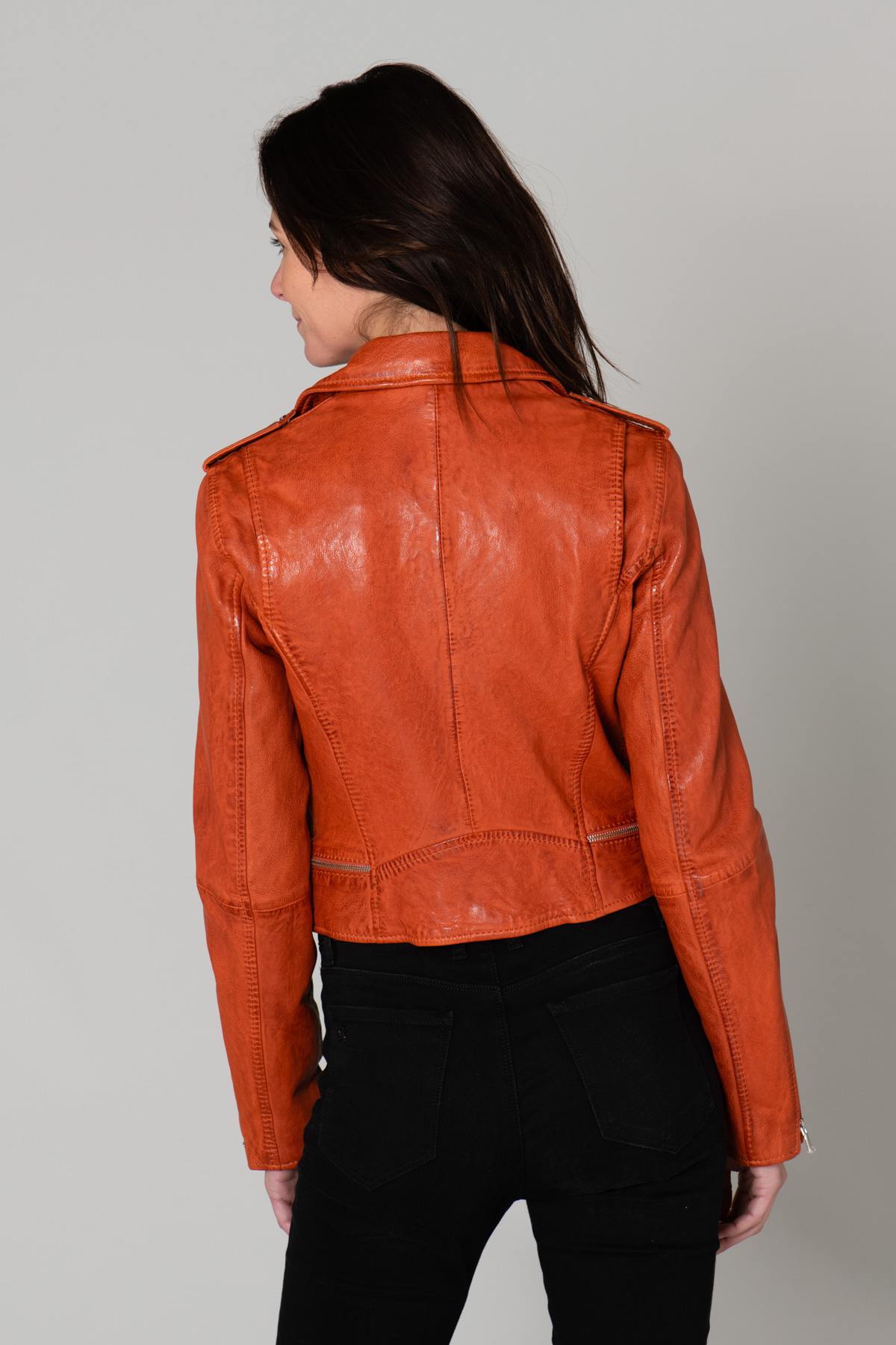 Short orange Biker Jacket - Image n°5