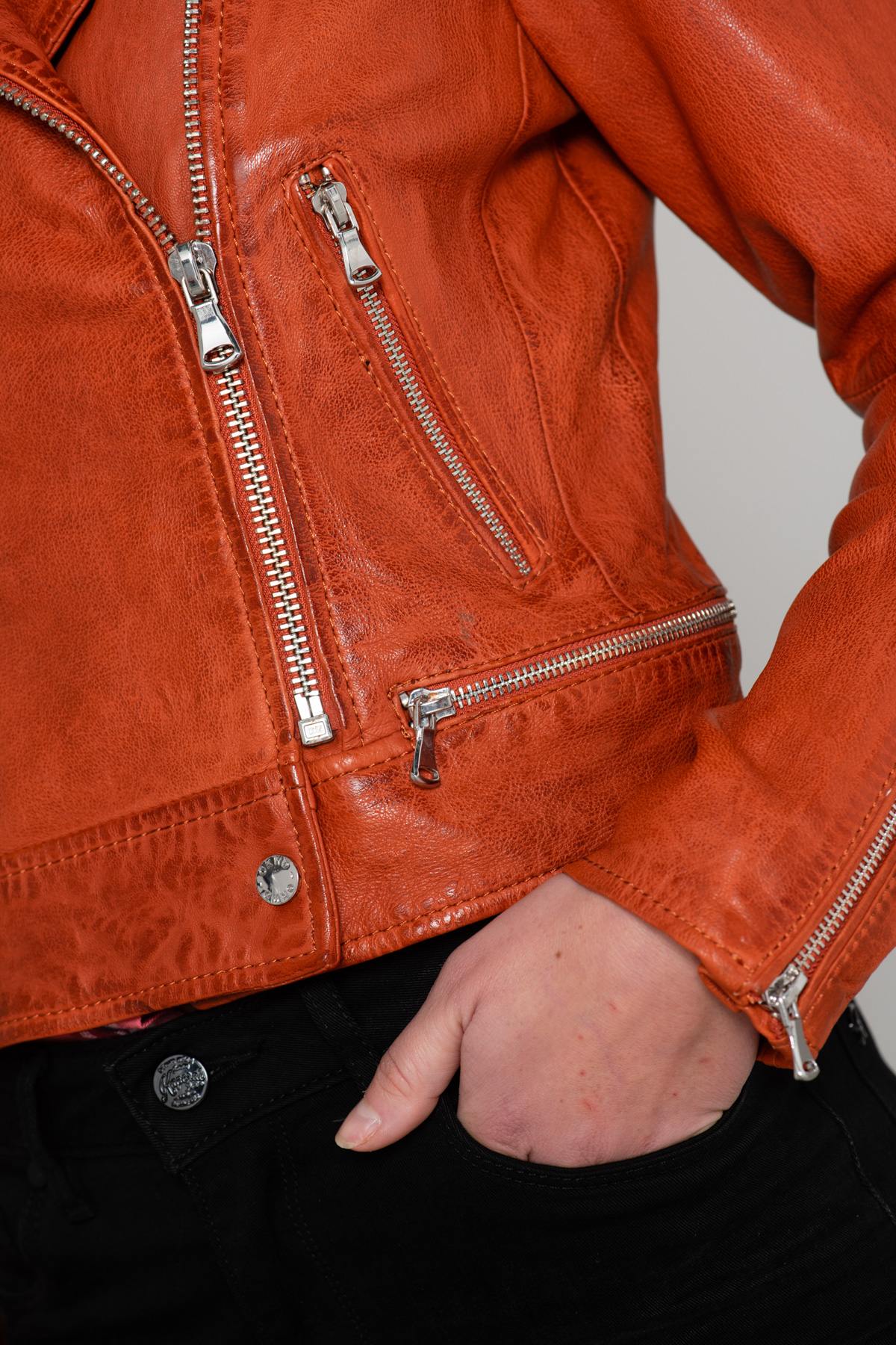 Short orange Biker Jacket - Image n°8