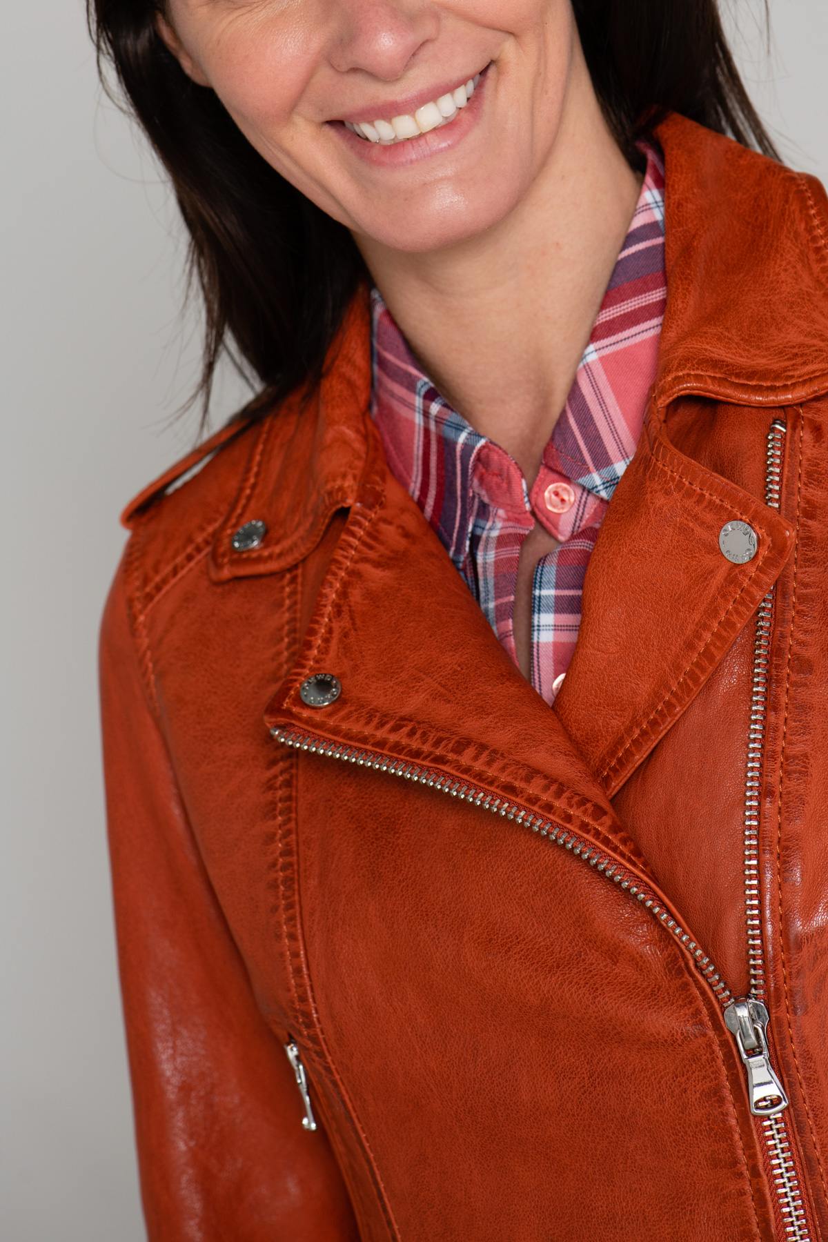 Short orange Biker Jacket - Image n°9