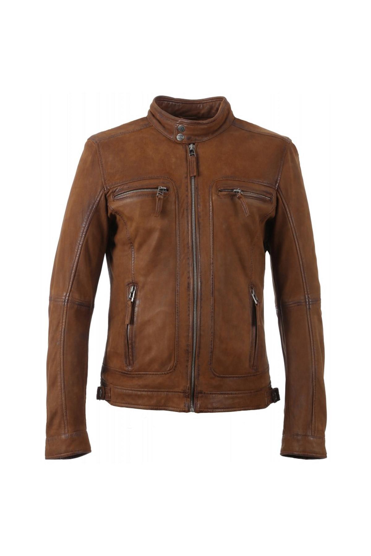 Distressed nubuck leather jacket - Image n°2