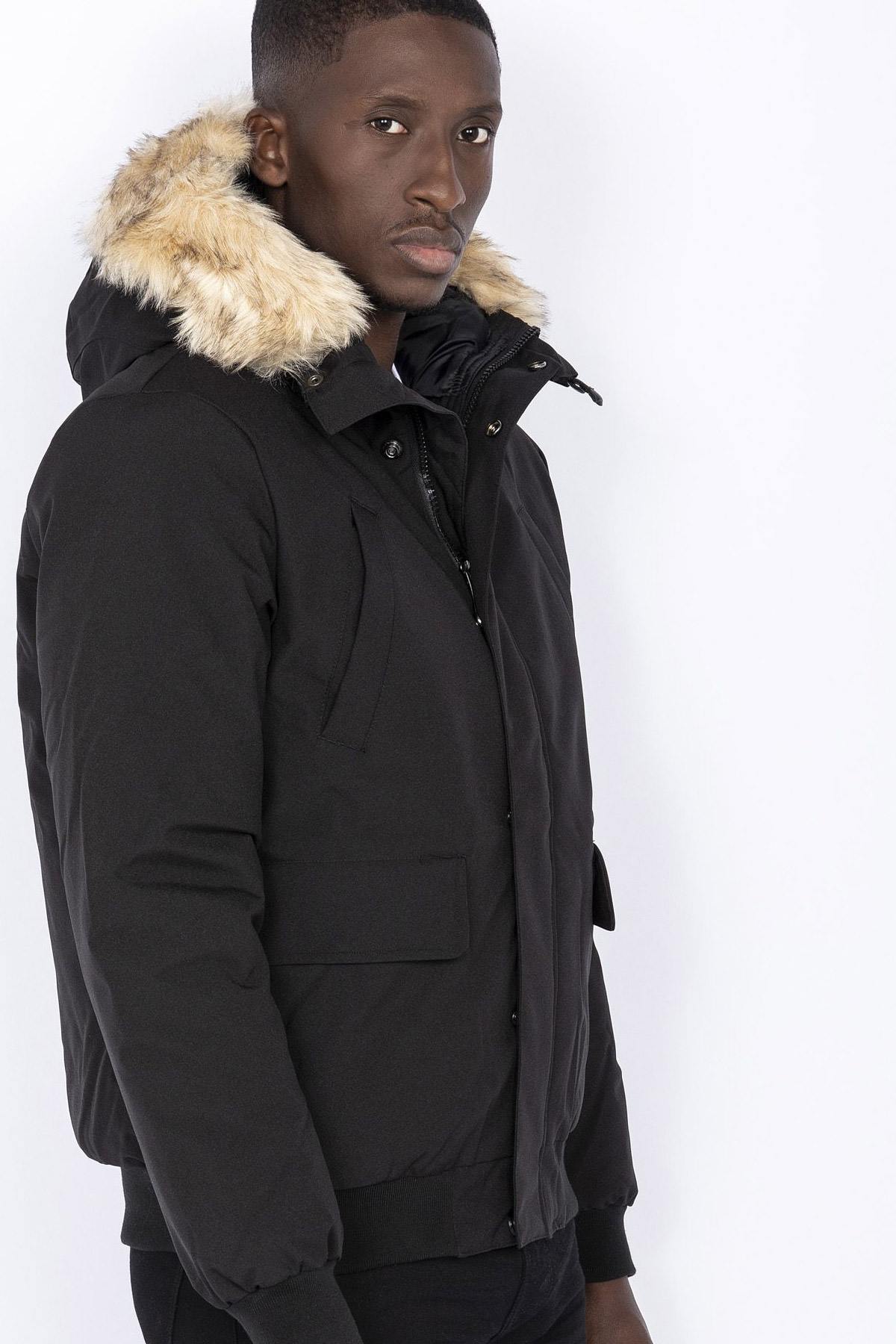 Black snorkel jacket with synthetic fur - Image n°3