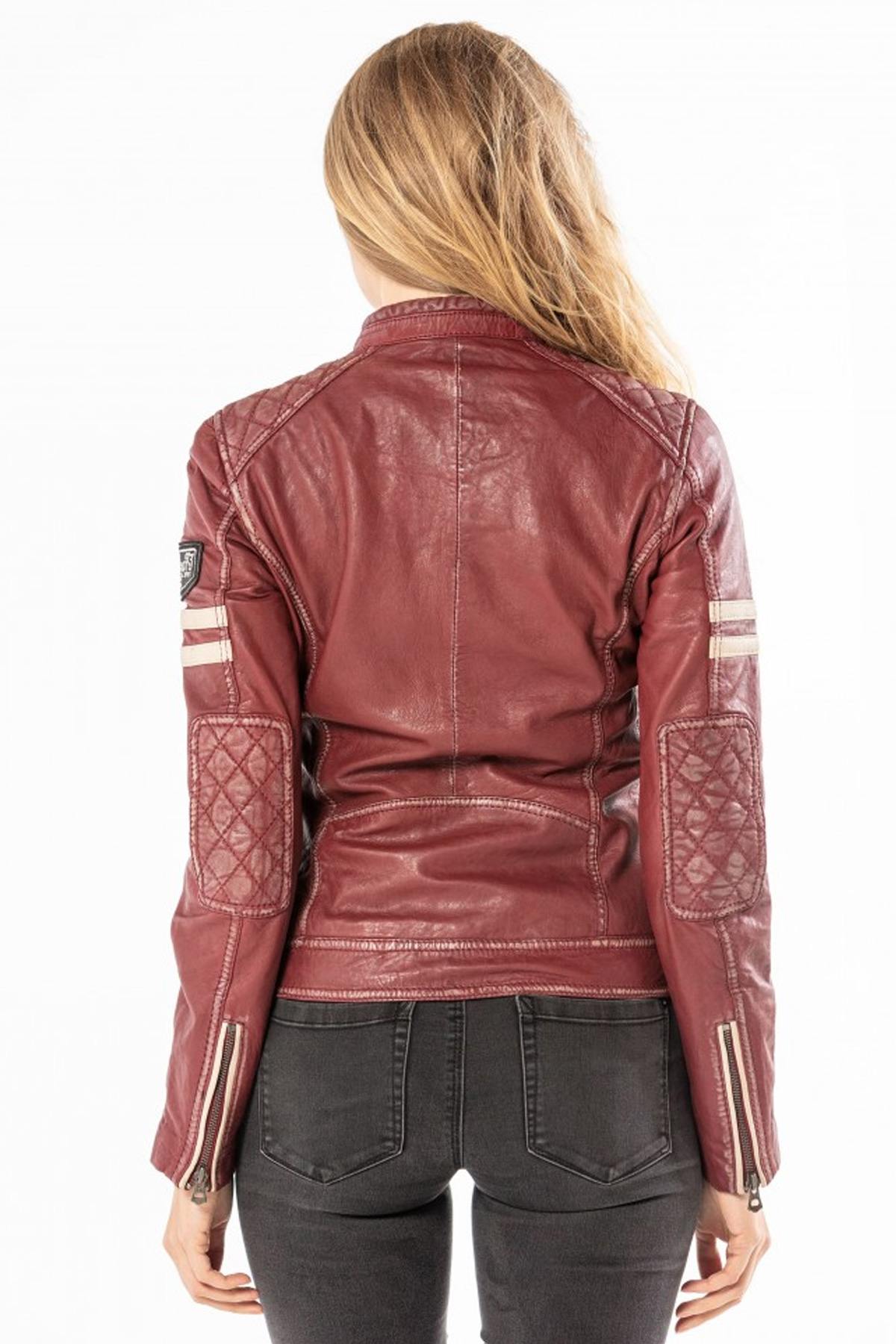 Red leather biker jacket - Image n°4