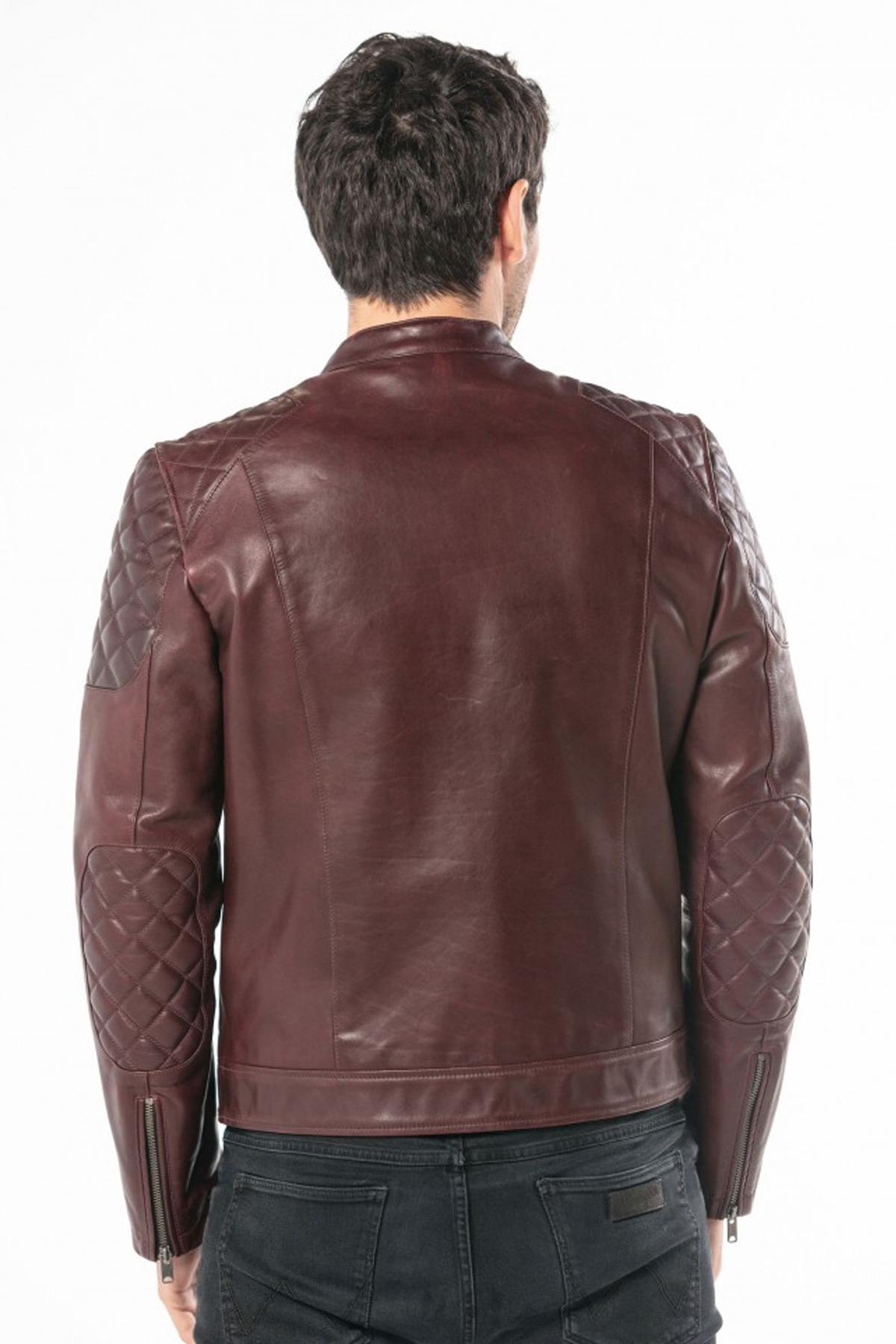 Vintage cowhide leather biker jacket - Image n°4