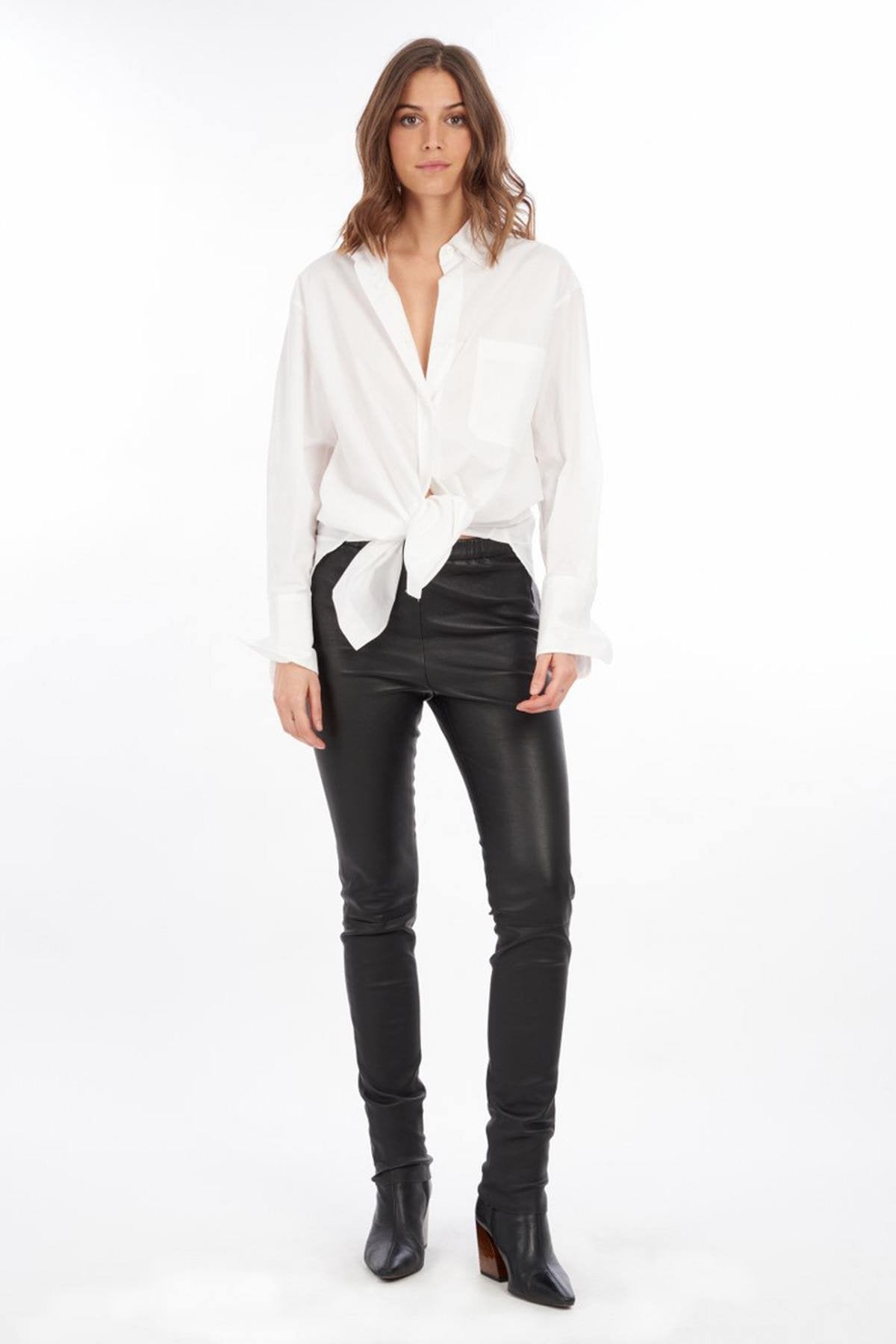 Women's black leather pants - Image n°6