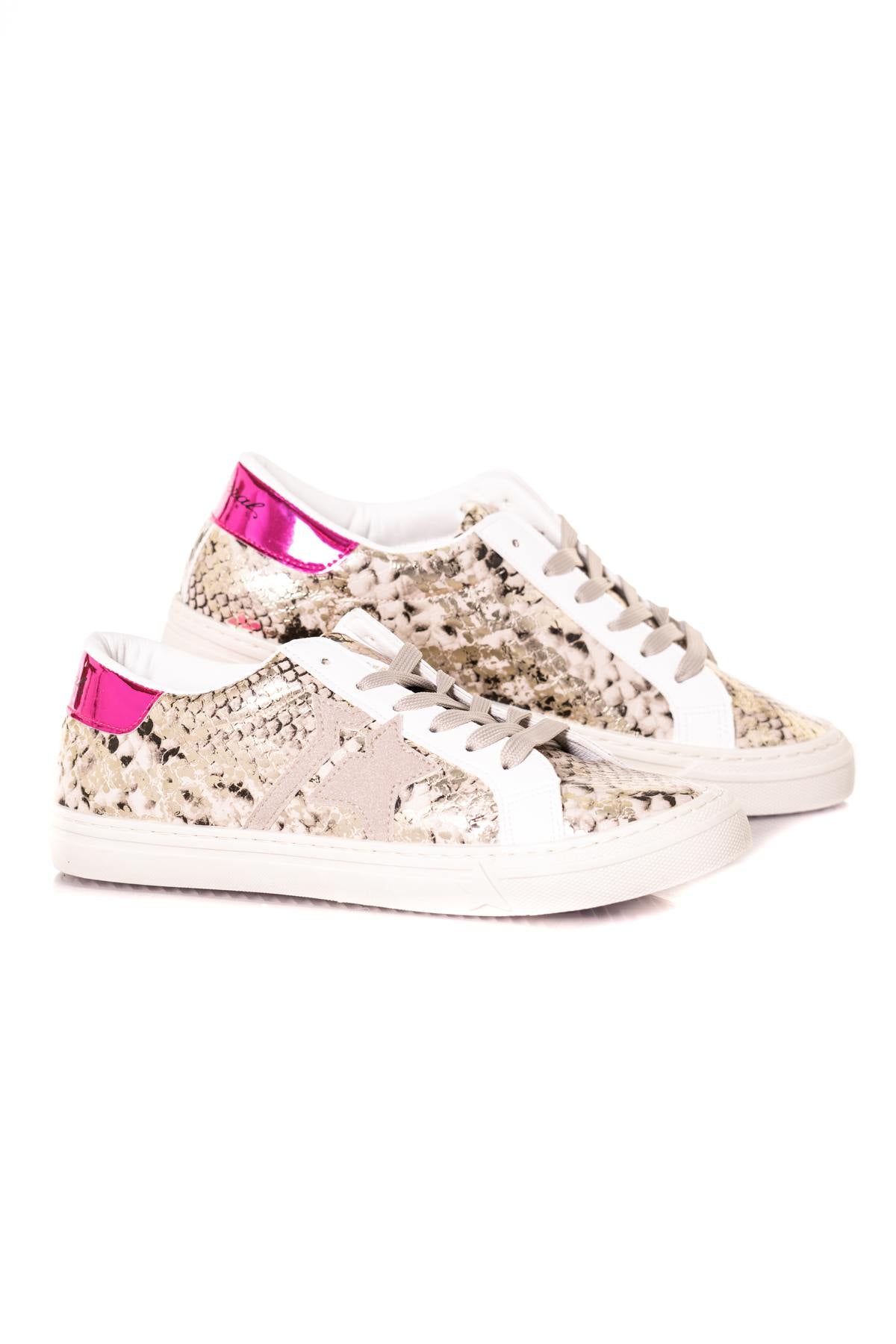 Snake-effect faux leather sneakers - Image n°8