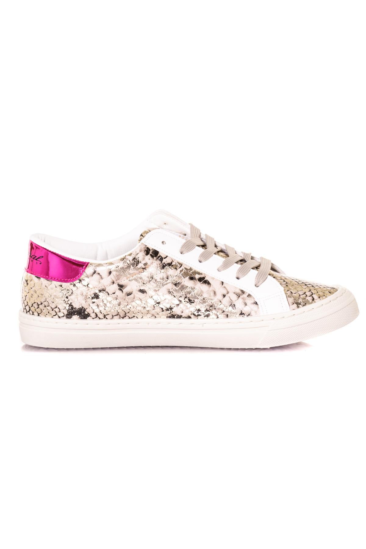 Snake-effect faux leather sneakers - Image n°9