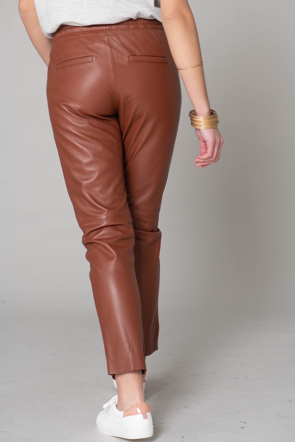 Brown leather jogger pants - Image n°16