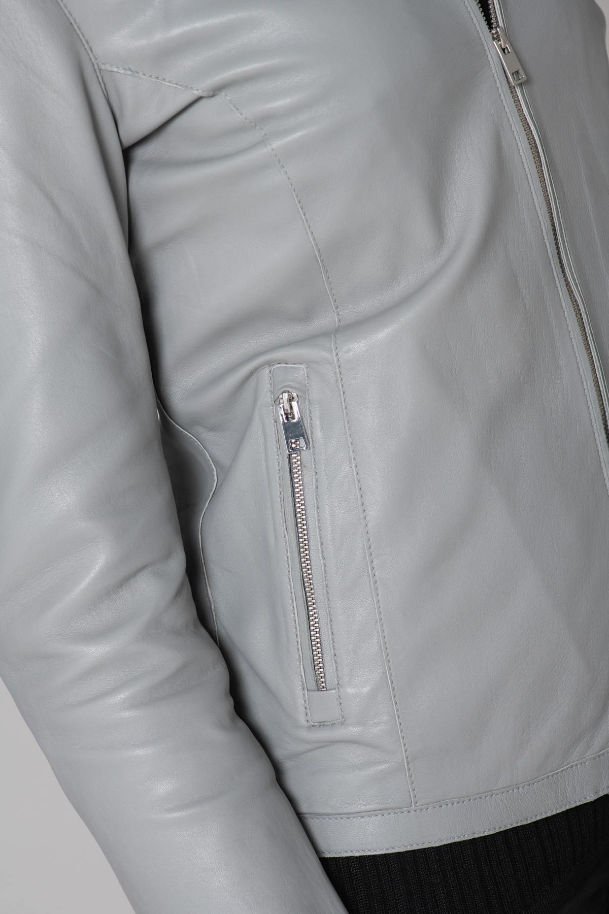 Light gray genuine leather jacket - Image n°17