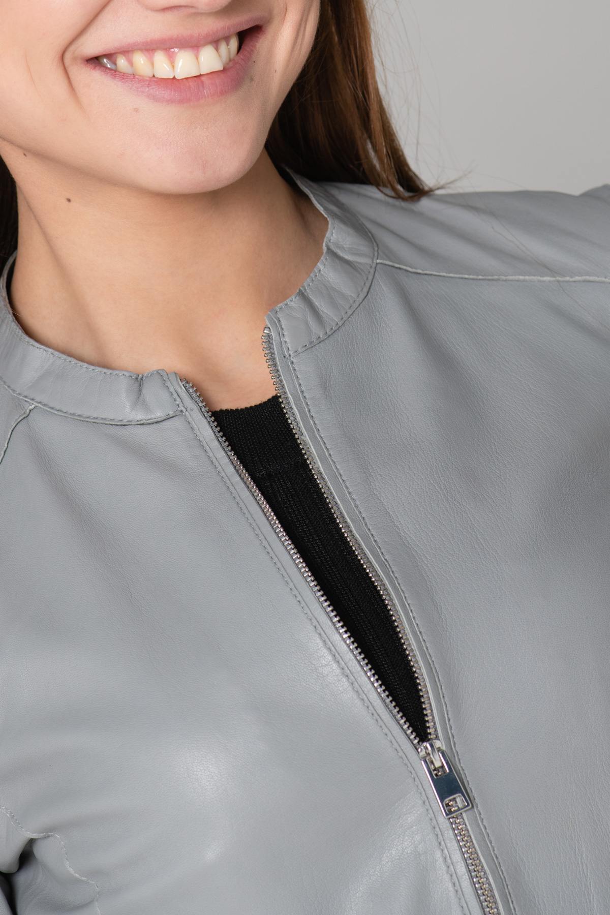 Light gray genuine leather jacket - Image n°16