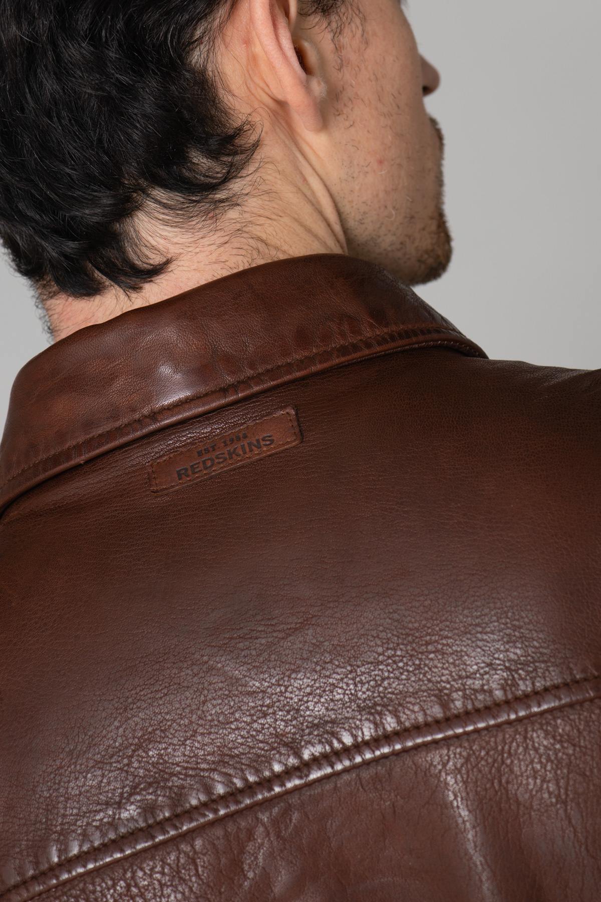 Ecofriendly brown leather jacket - Image n°12