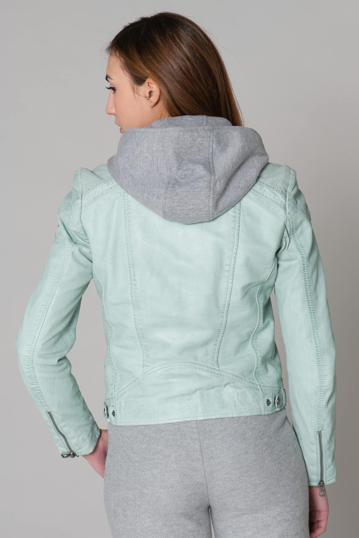 Turquoise leather with cotton hood - Image n°13