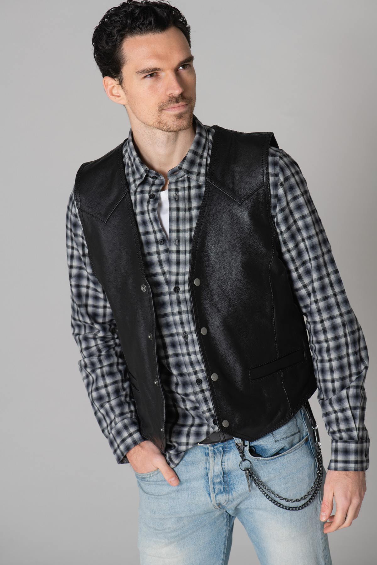 Genuine leather biker vest - Image n°10