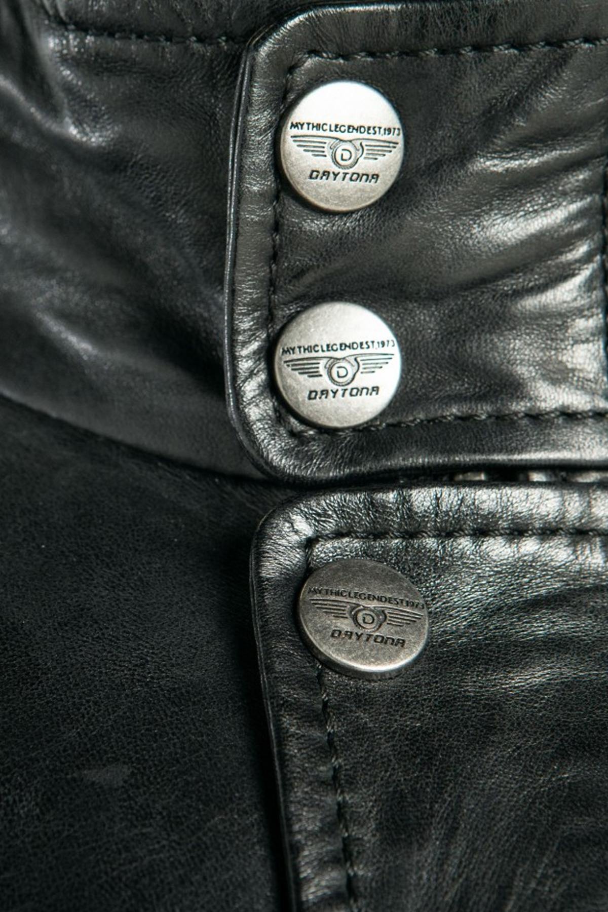 Mid-length black leather jacket - Image n°8