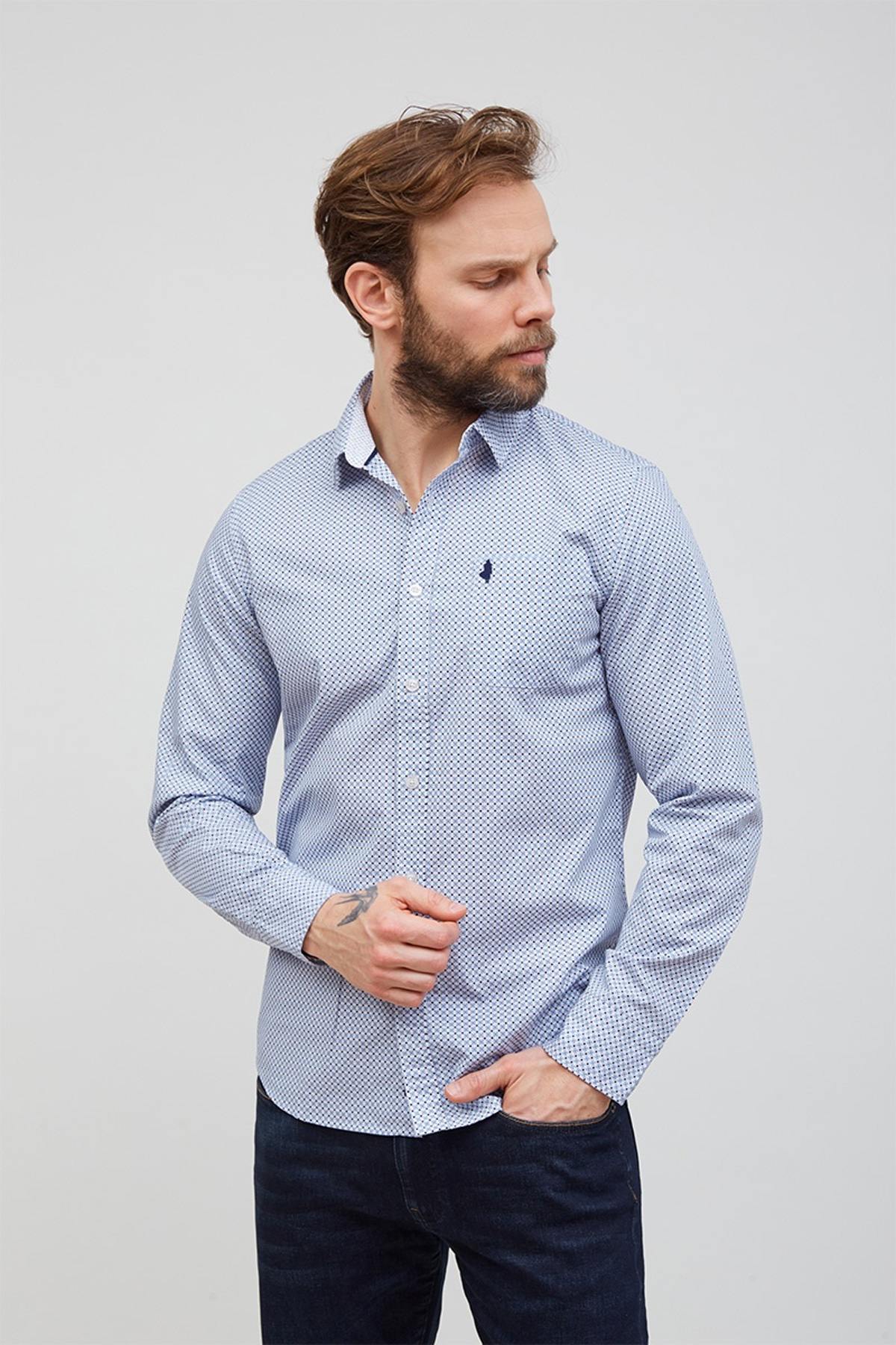 Long-sleeved patterned cotton shirt - Image n°4