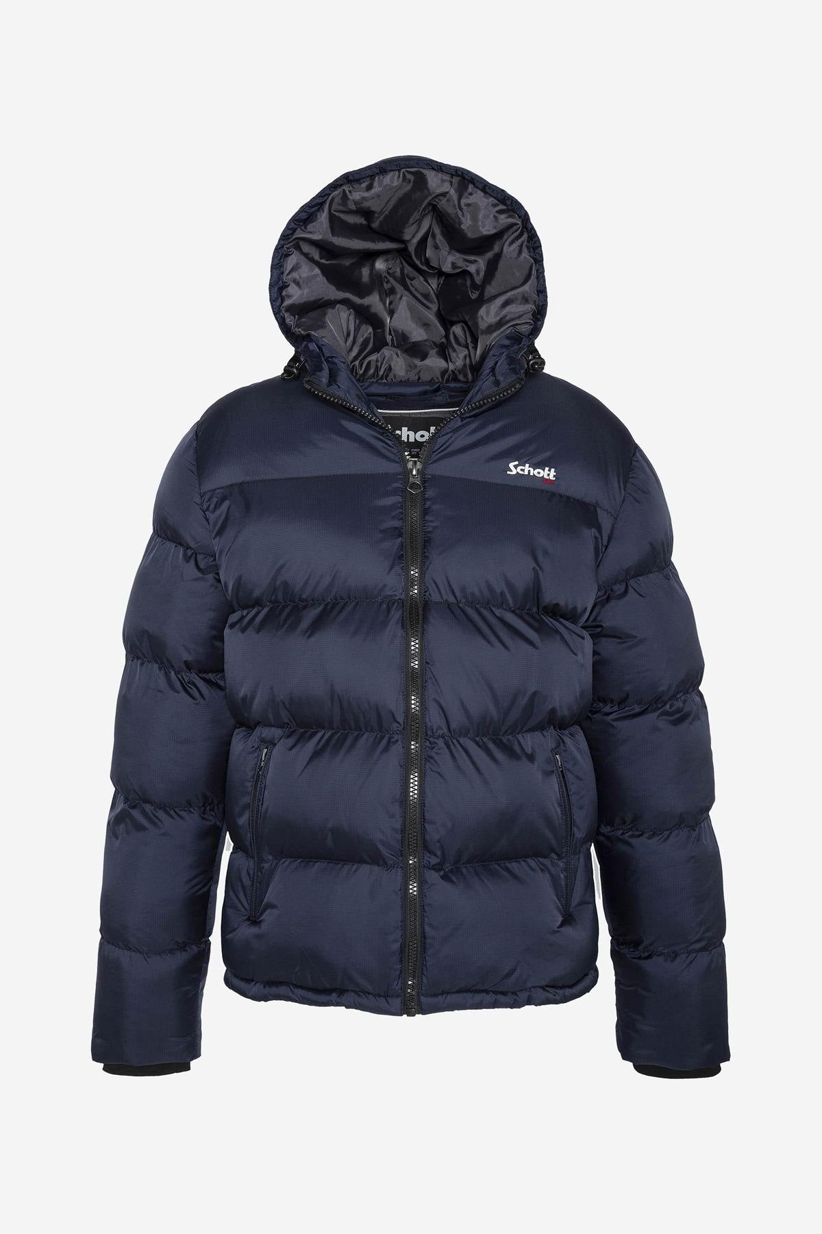 Navy blue hooded down jacket - Image n°3