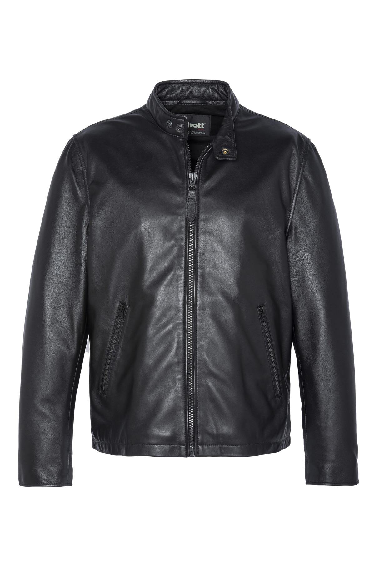 Black leather jacket with biker collar - Image n°9