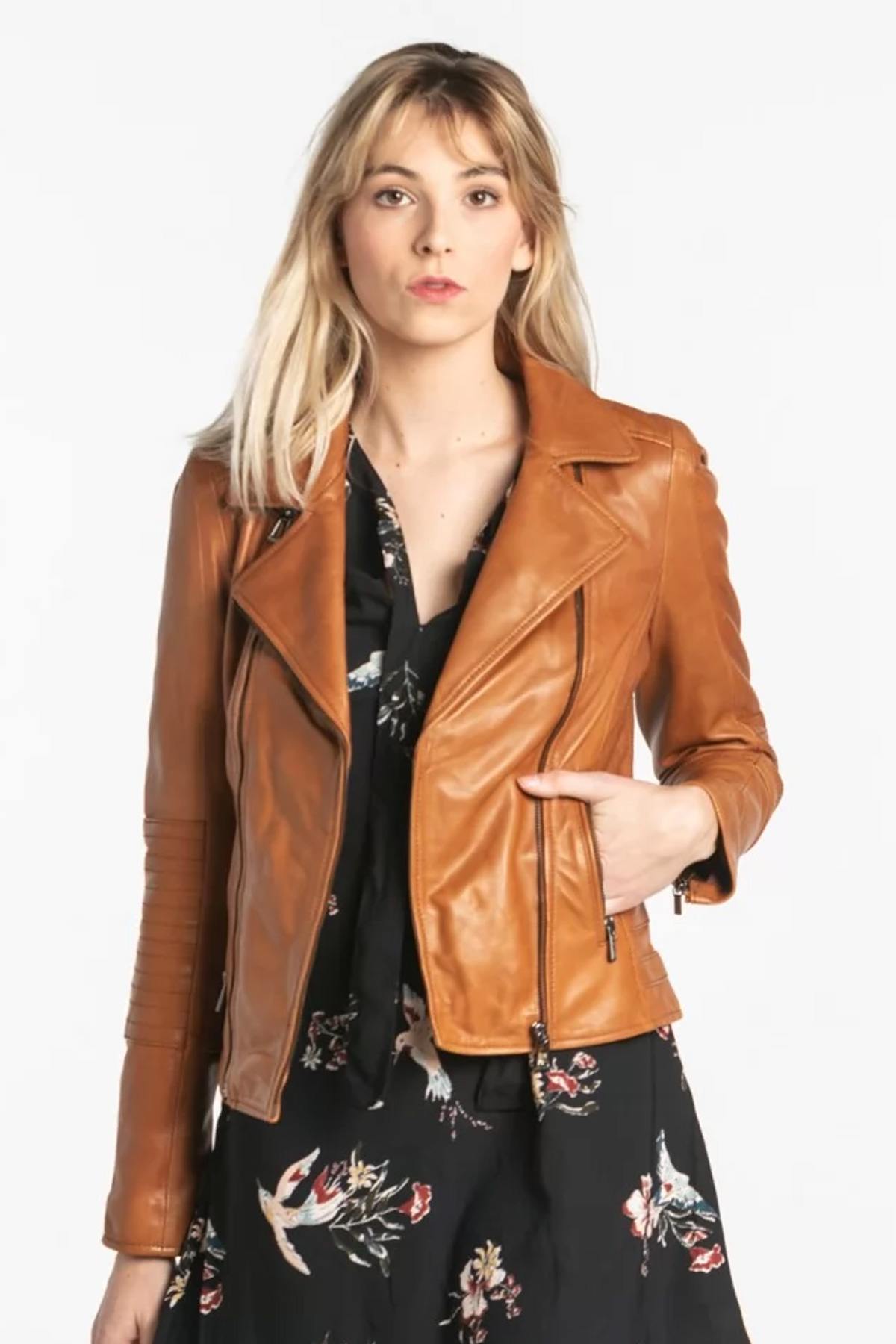 Biker Jacket in cognac lambskin - Image n°8