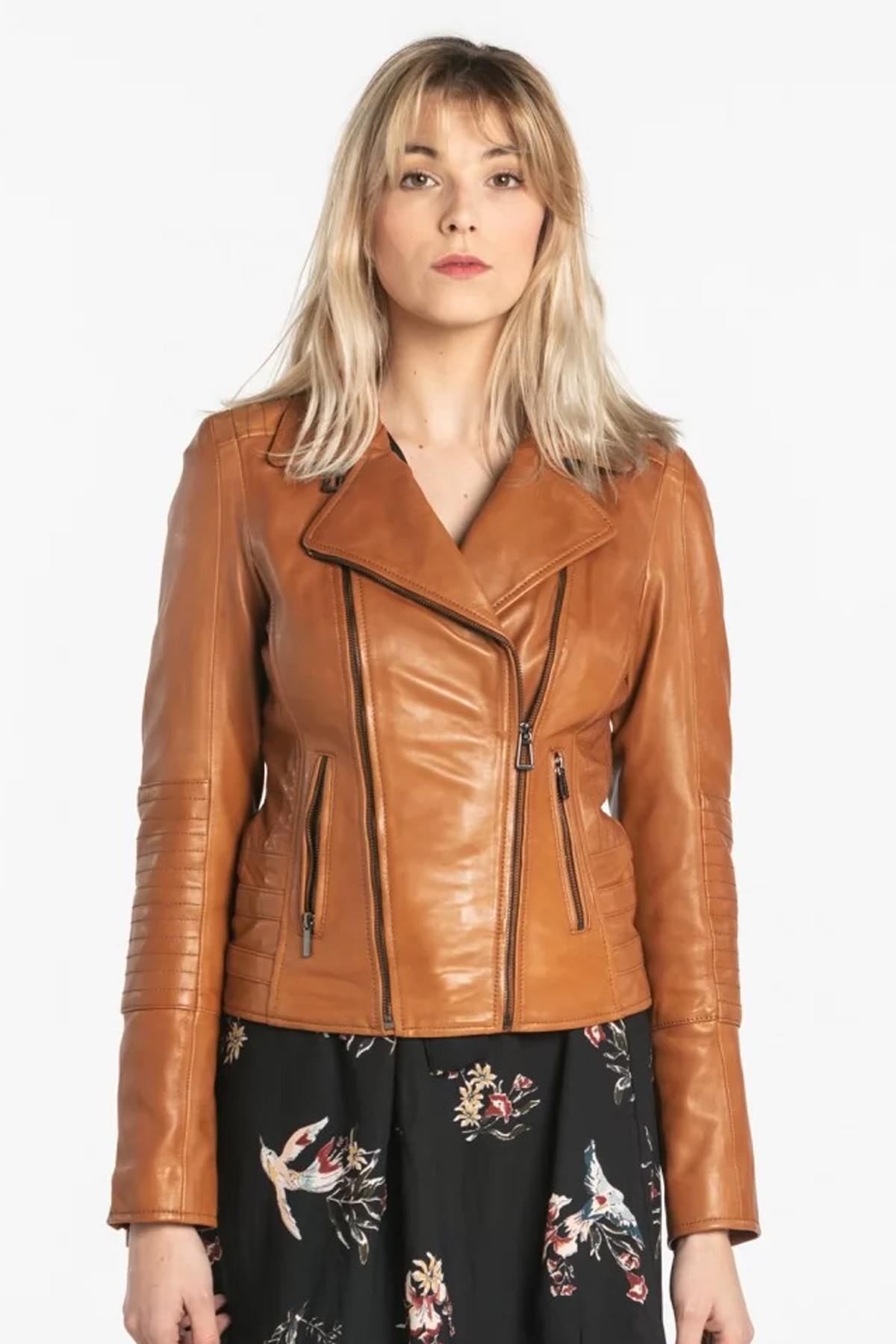 Biker Jacket in cognac lambskin - Image n°7