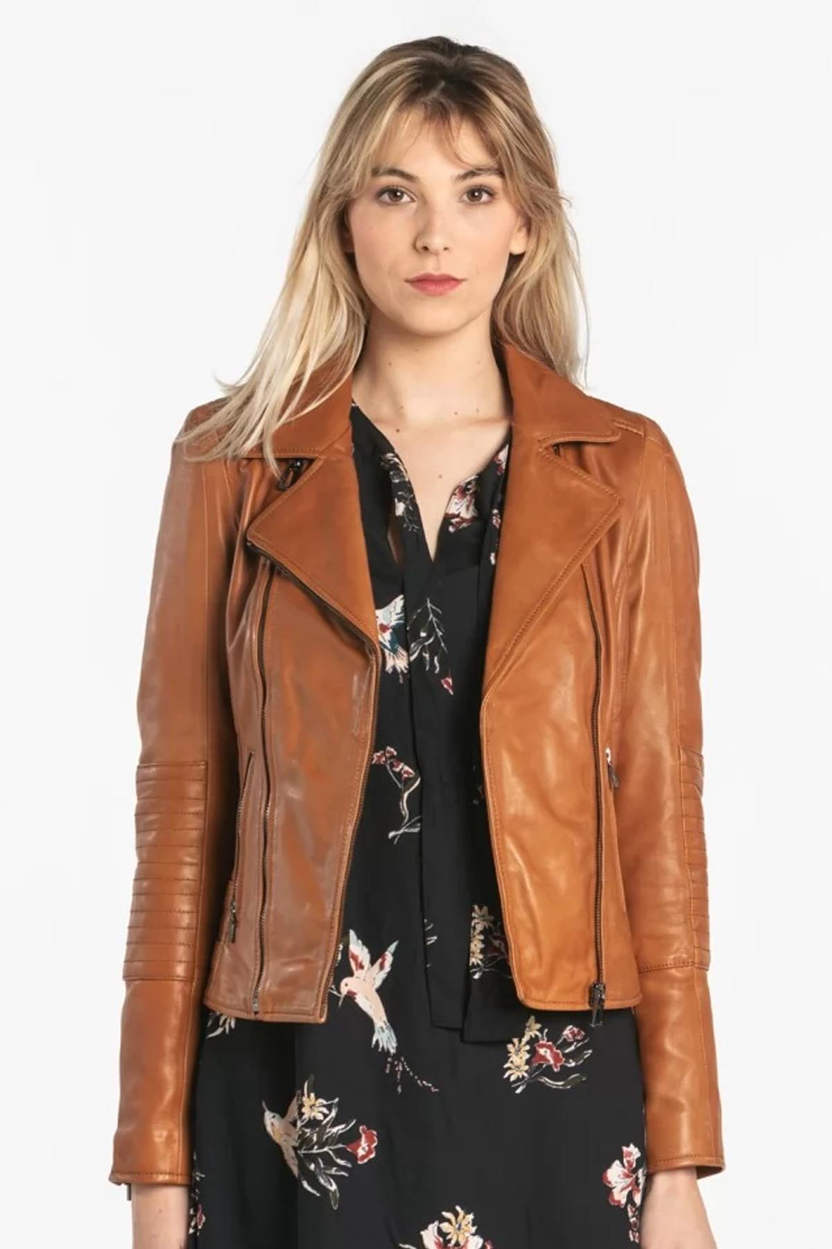 Biker Jacket in cognac lambskin - Image n°5