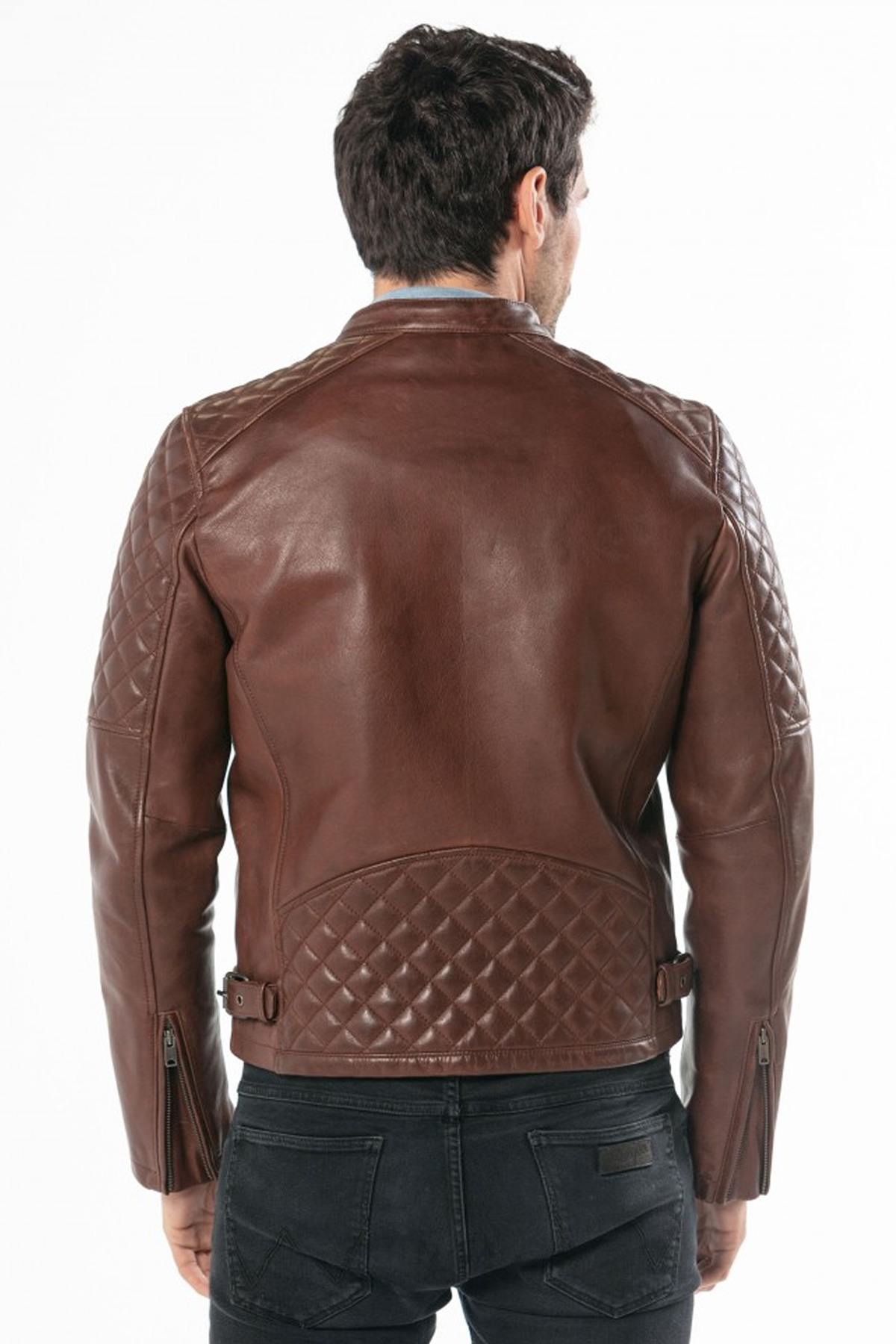 Quilted leather biker jacket - Image n°8