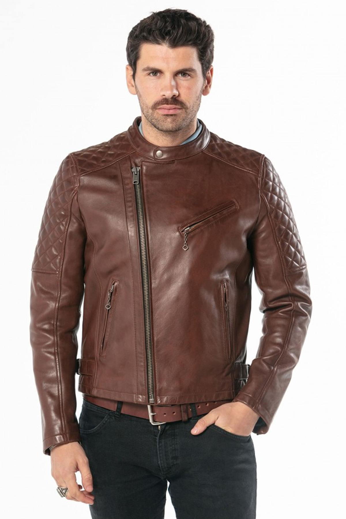 Quilted leather biker jacket - Image n°6