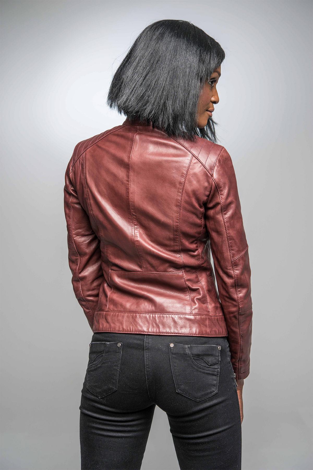 Red biker collar jacket - Image n°6