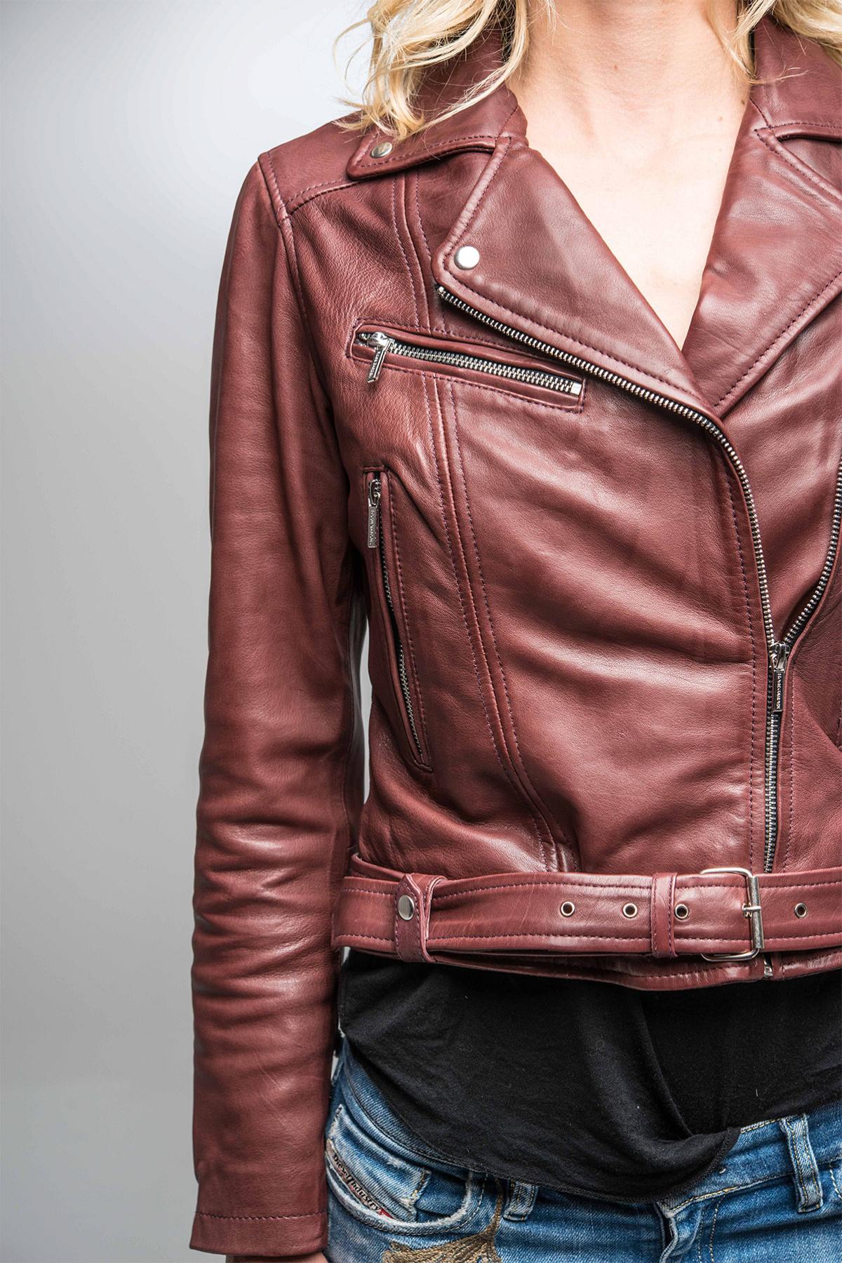 Distressed red Biker Jacket - Image n°6