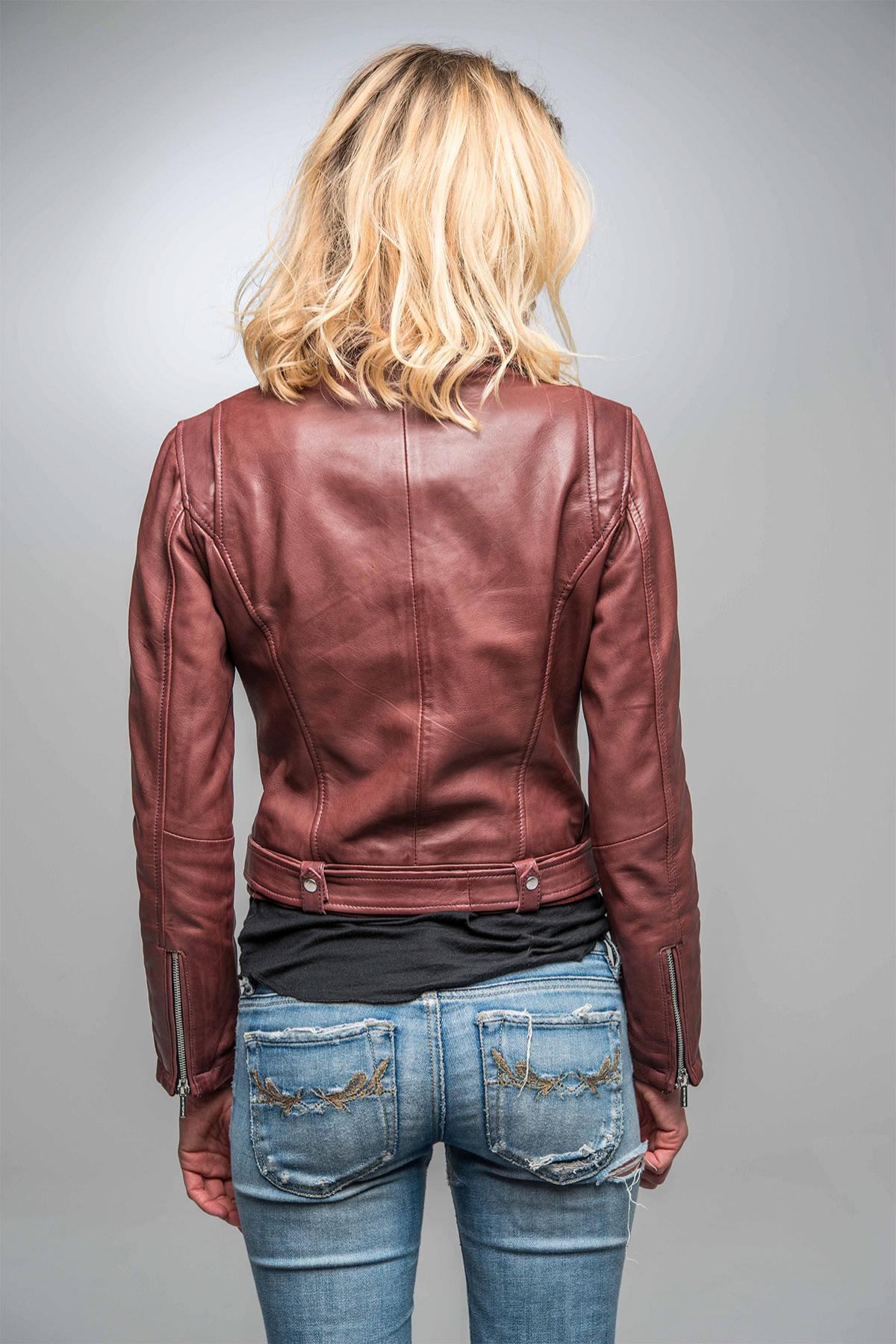 Distressed red Biker Jacket - Image n°8